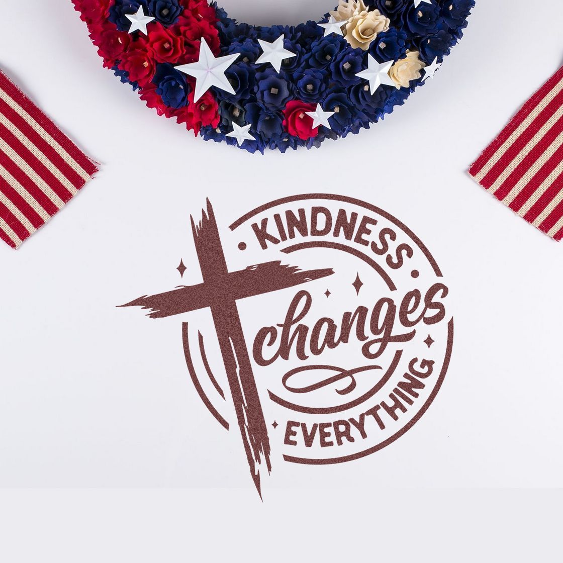 Duo Kindness Changes Everything Cross Emblem Hand Stamp