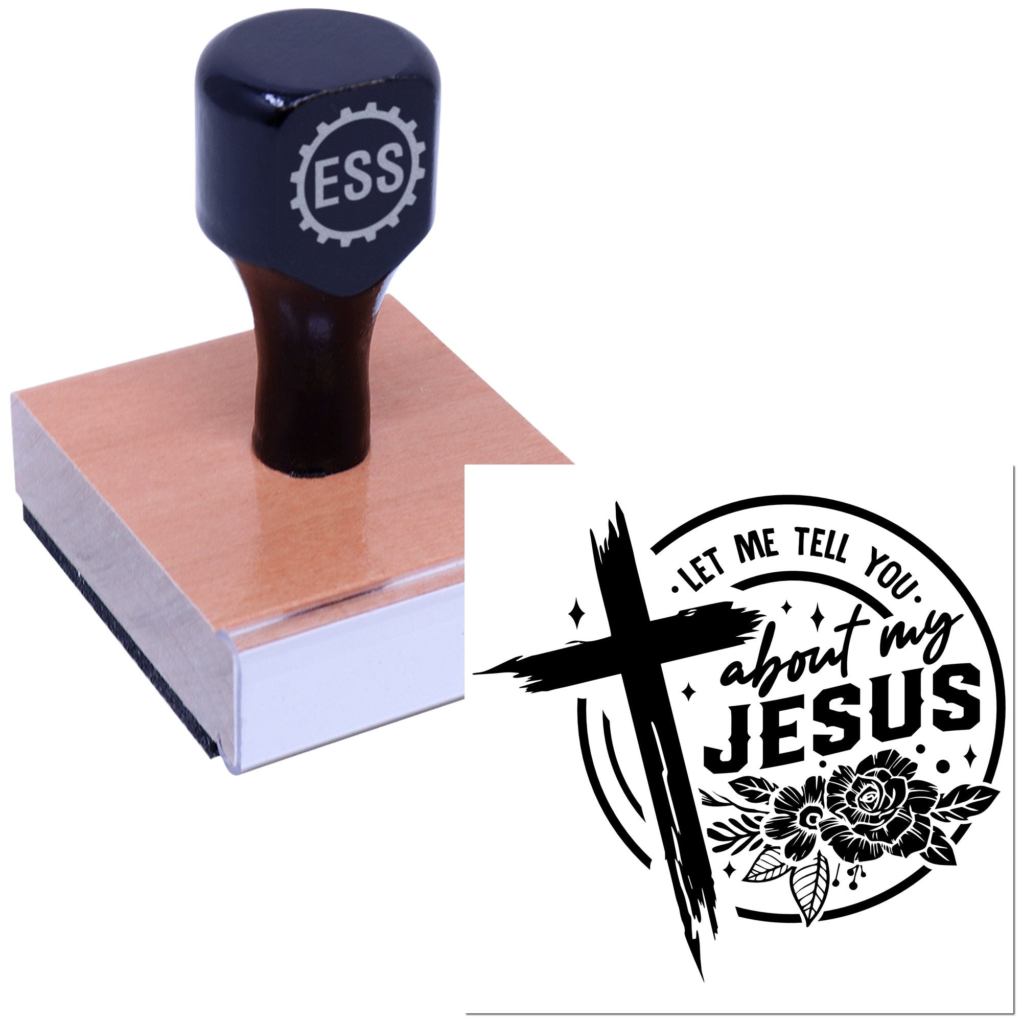 Floral Faith Cross Handcraft Rubber Stamp