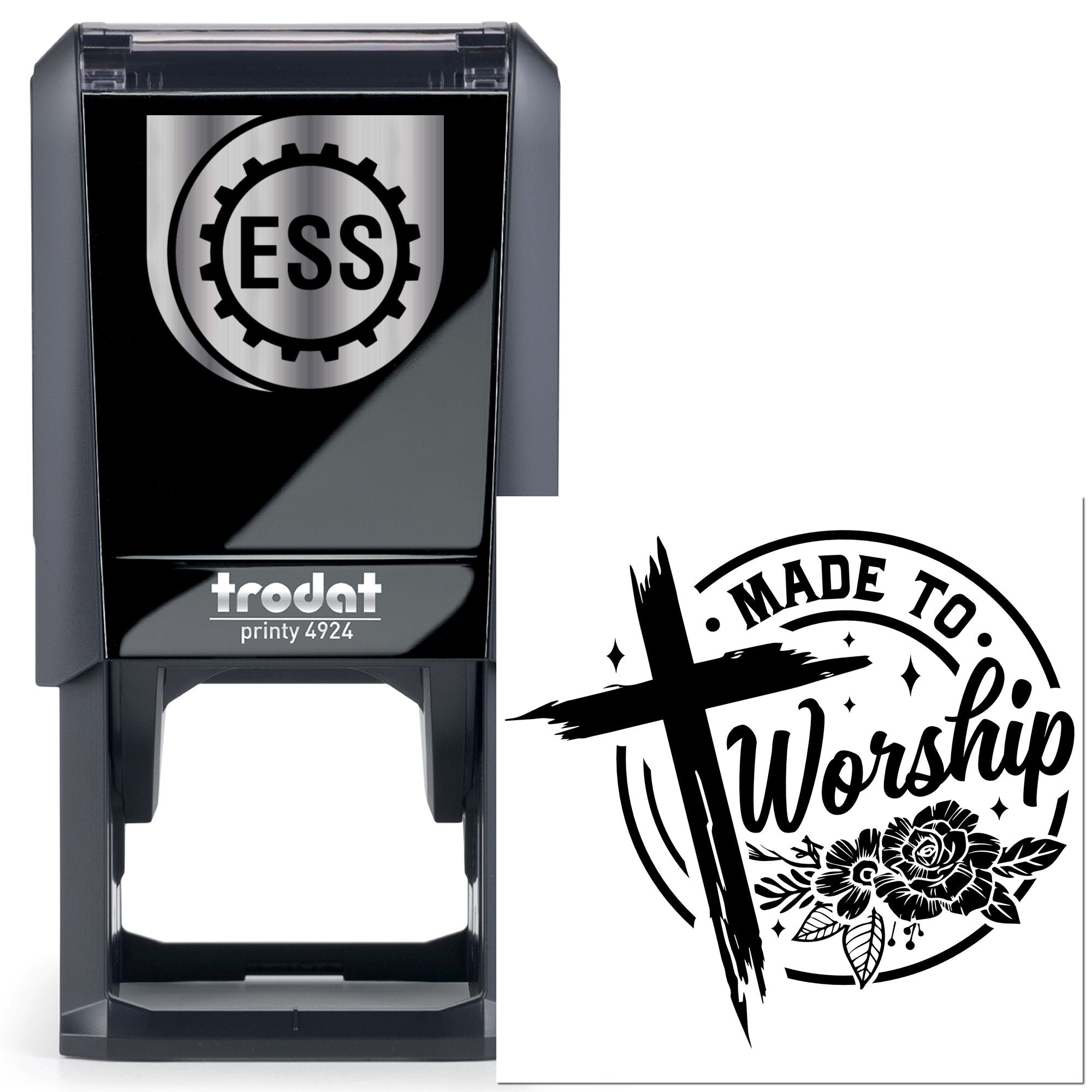Self-Inking Worship Cross Paper Craft Stamp