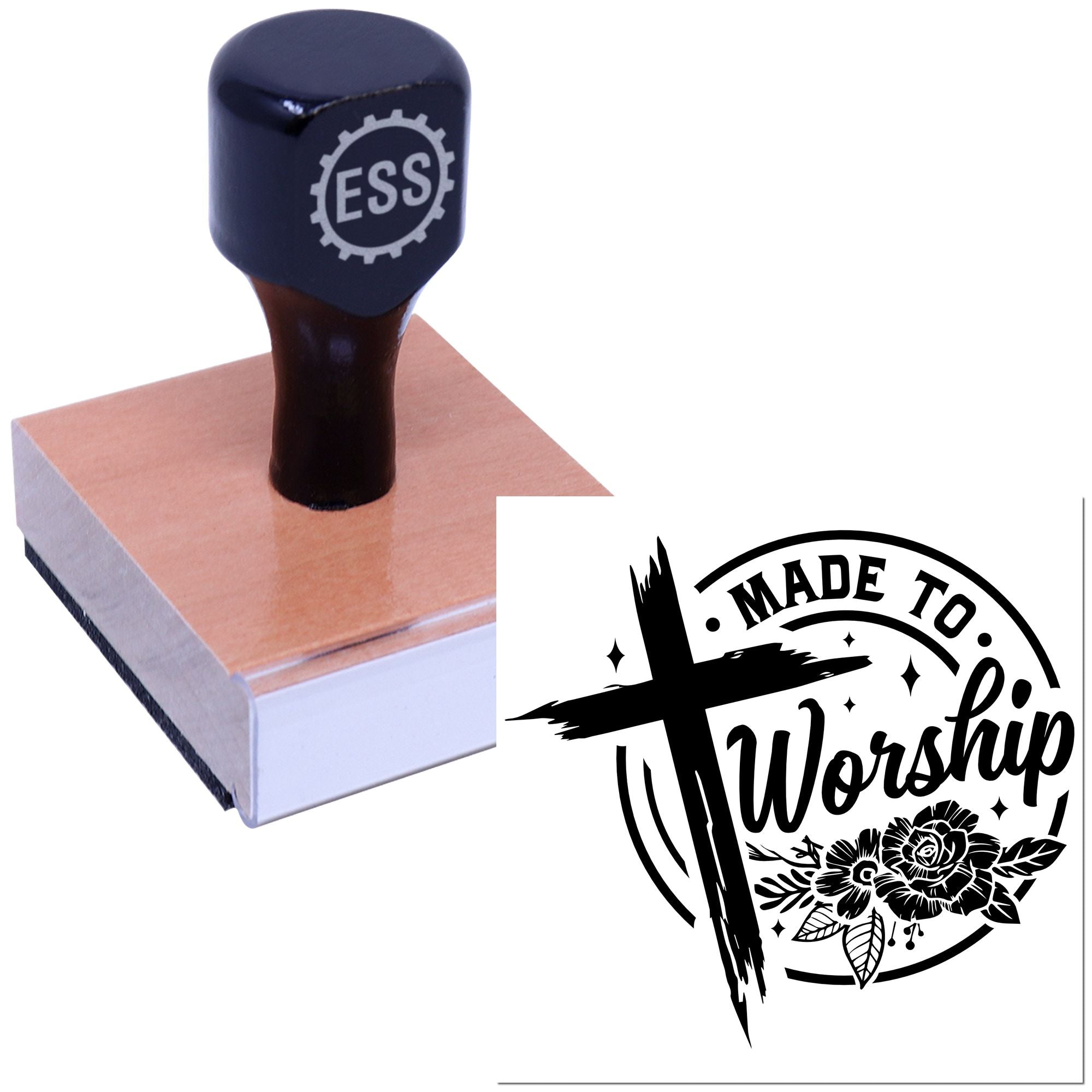 Blooming Faith Cross Cardmaking Rubber Stamp