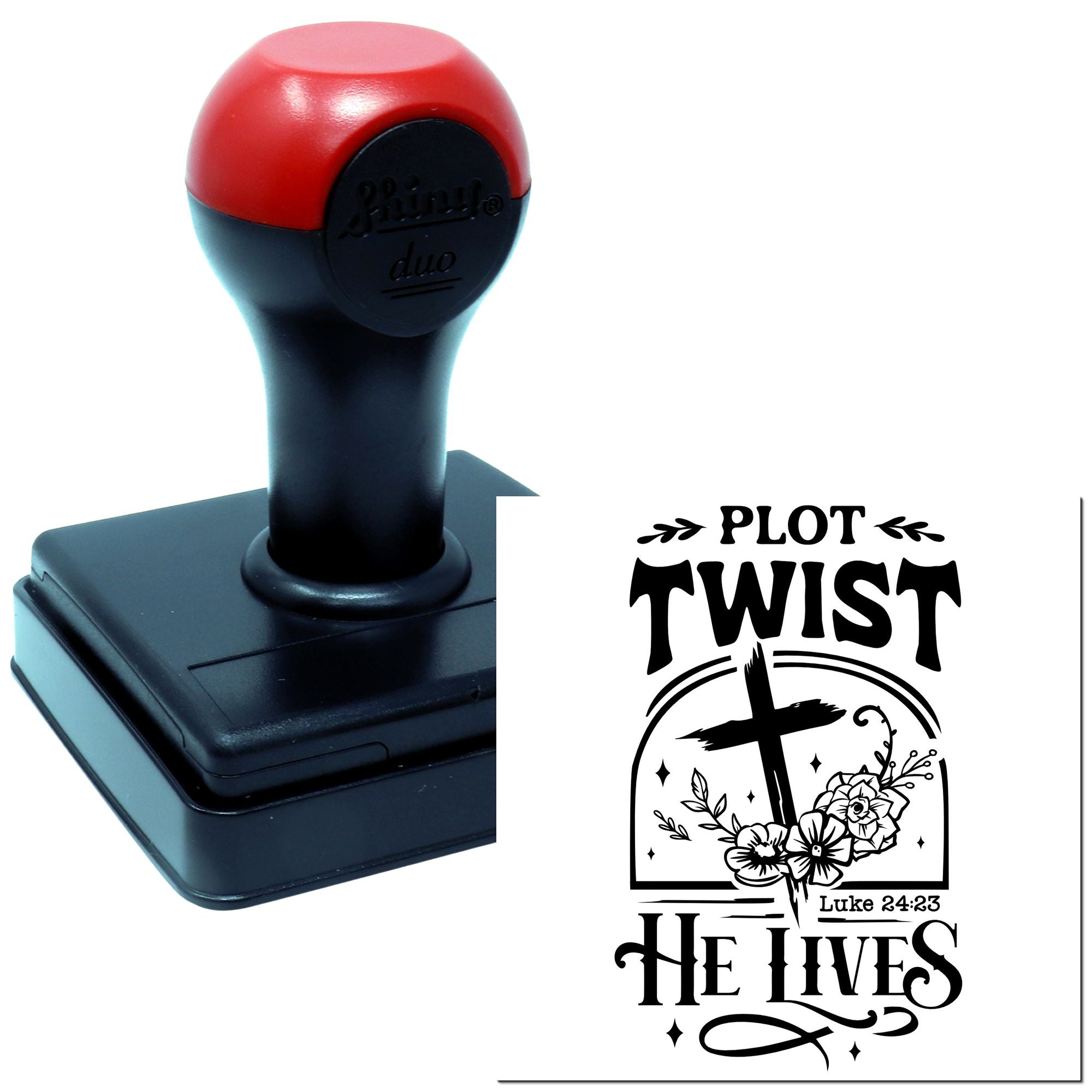 Duo Resurrected Hope Floral Cross Triumph Hand Stamp