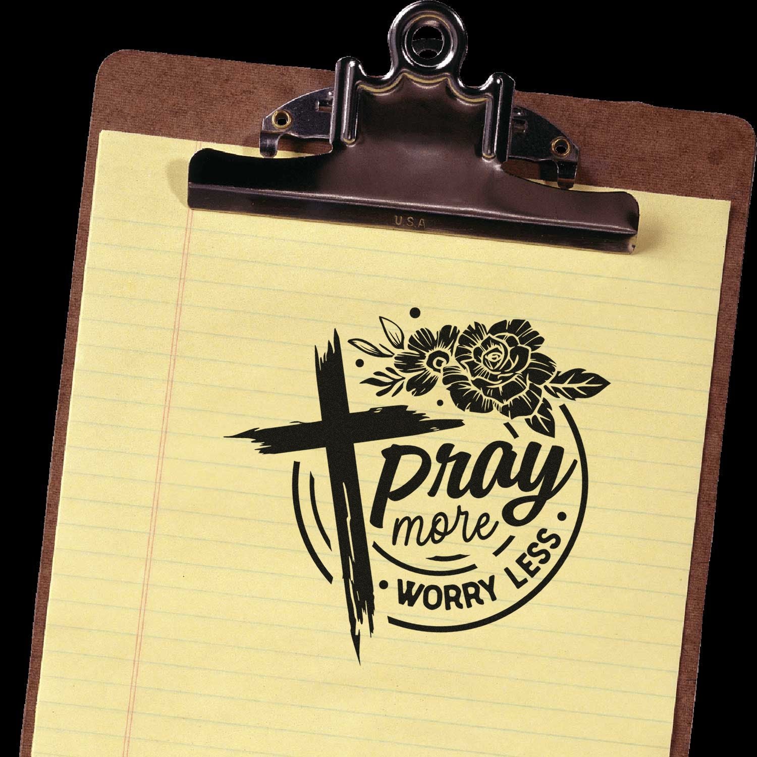 Bloom Cross Blessing Favor Tag Rubber Stamp