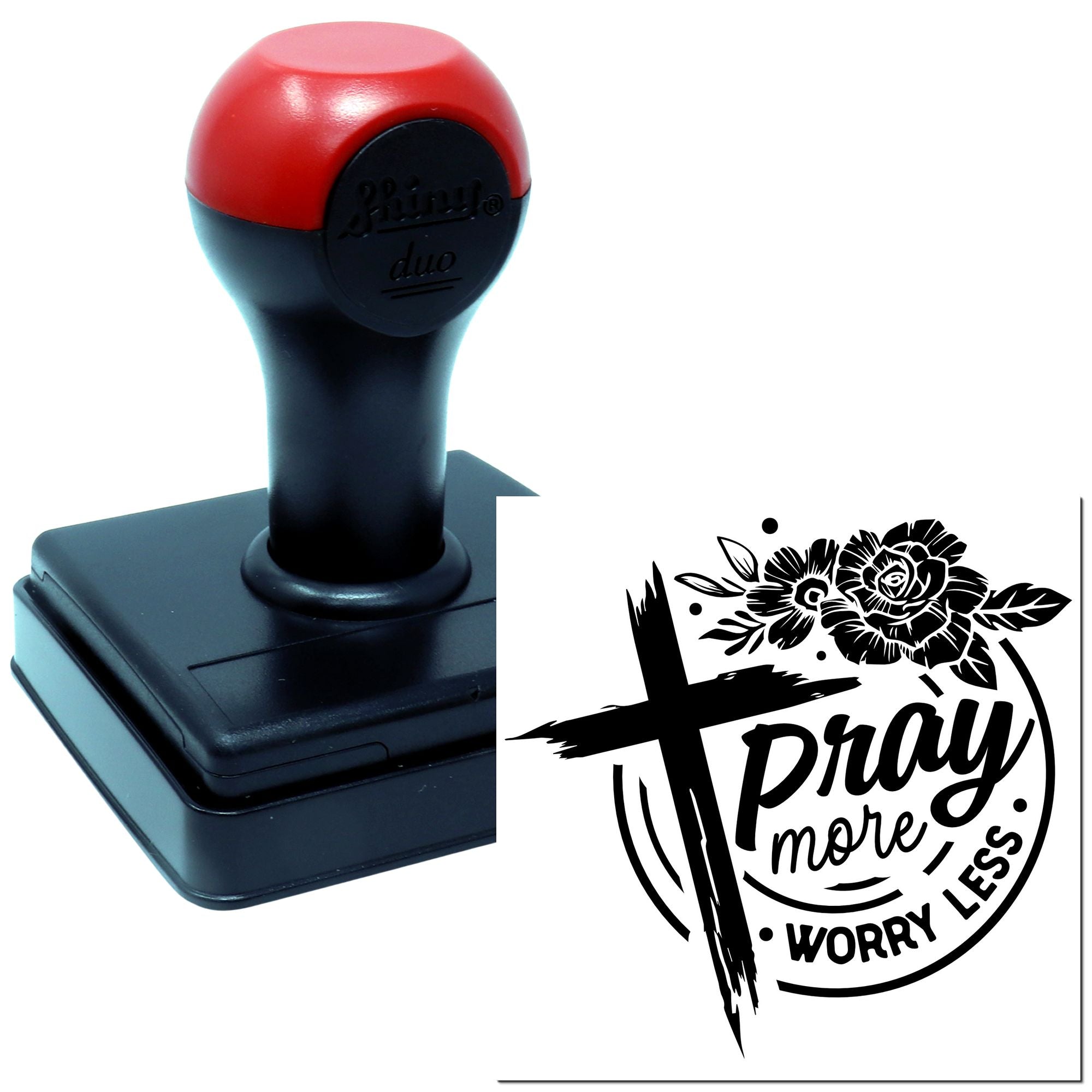 Duo Pray More Worry Less Emblem Hand Stamp