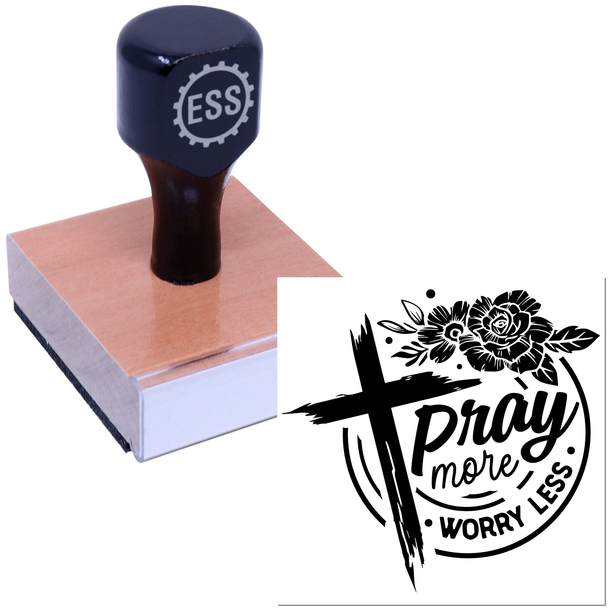 Bloom Cross Blessing Favor Tag Rubber Stamp