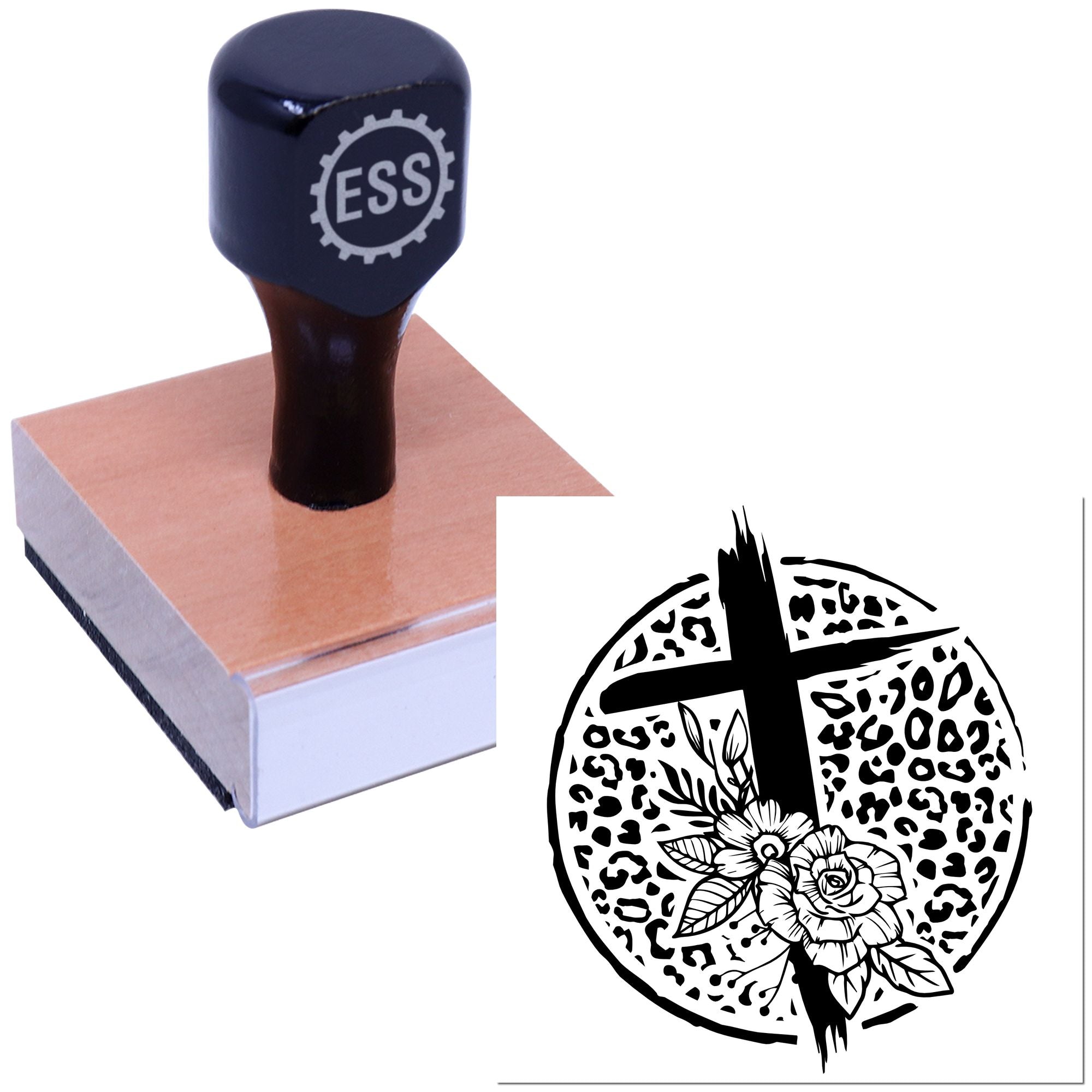 Leopard Cross Blooms Scrapbooking Rubber Stamp