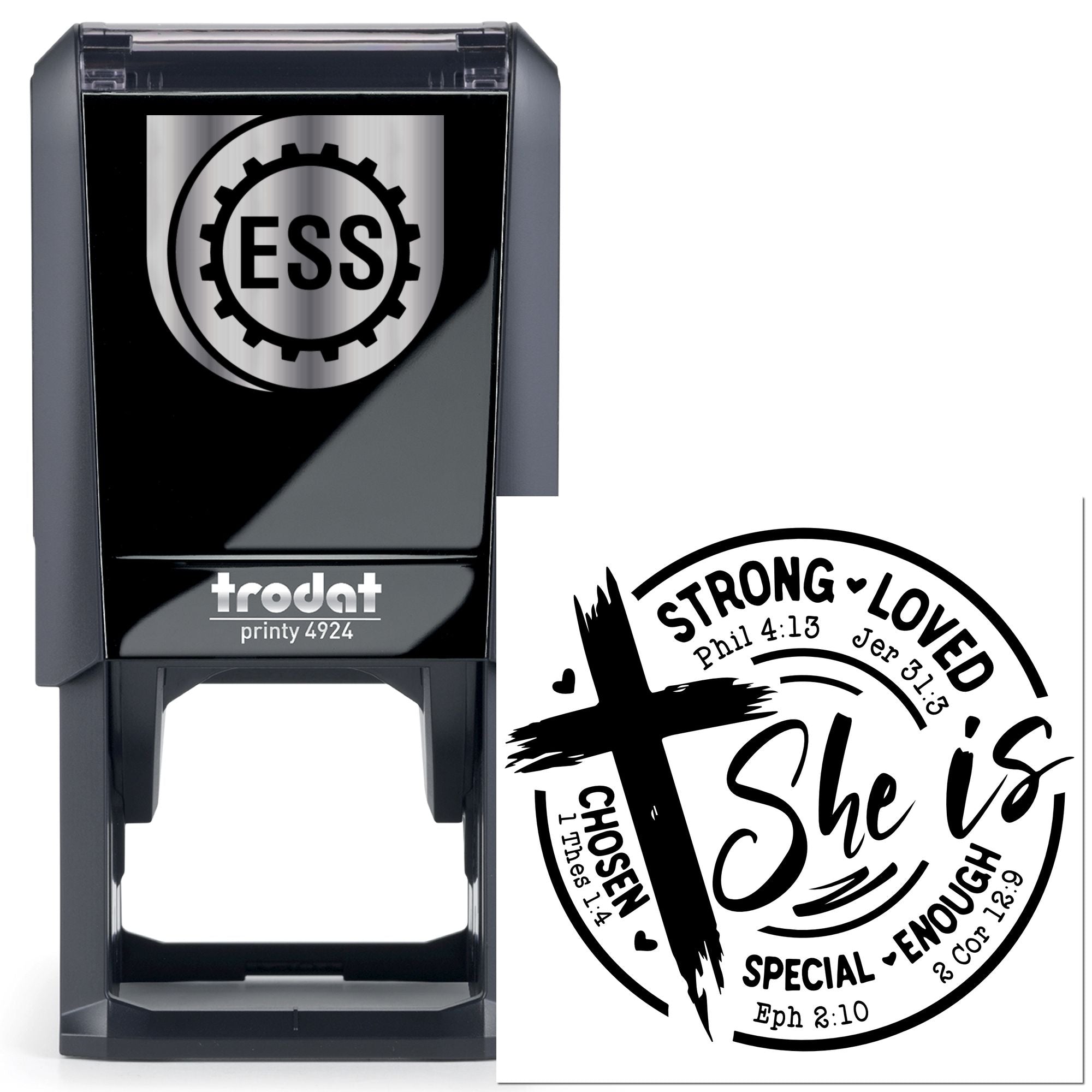 Self-Inking She Is Card Stamp