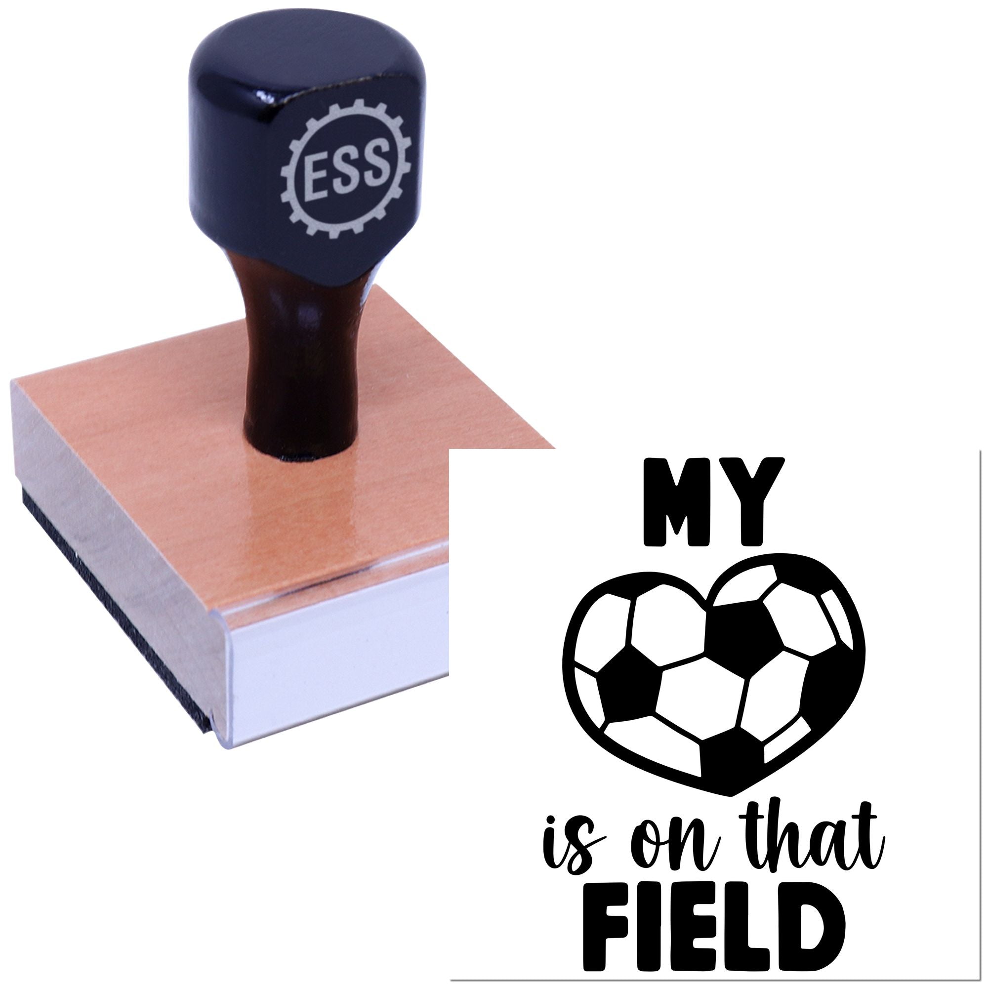 Field Heart Soccer Craft Rubber Stamp