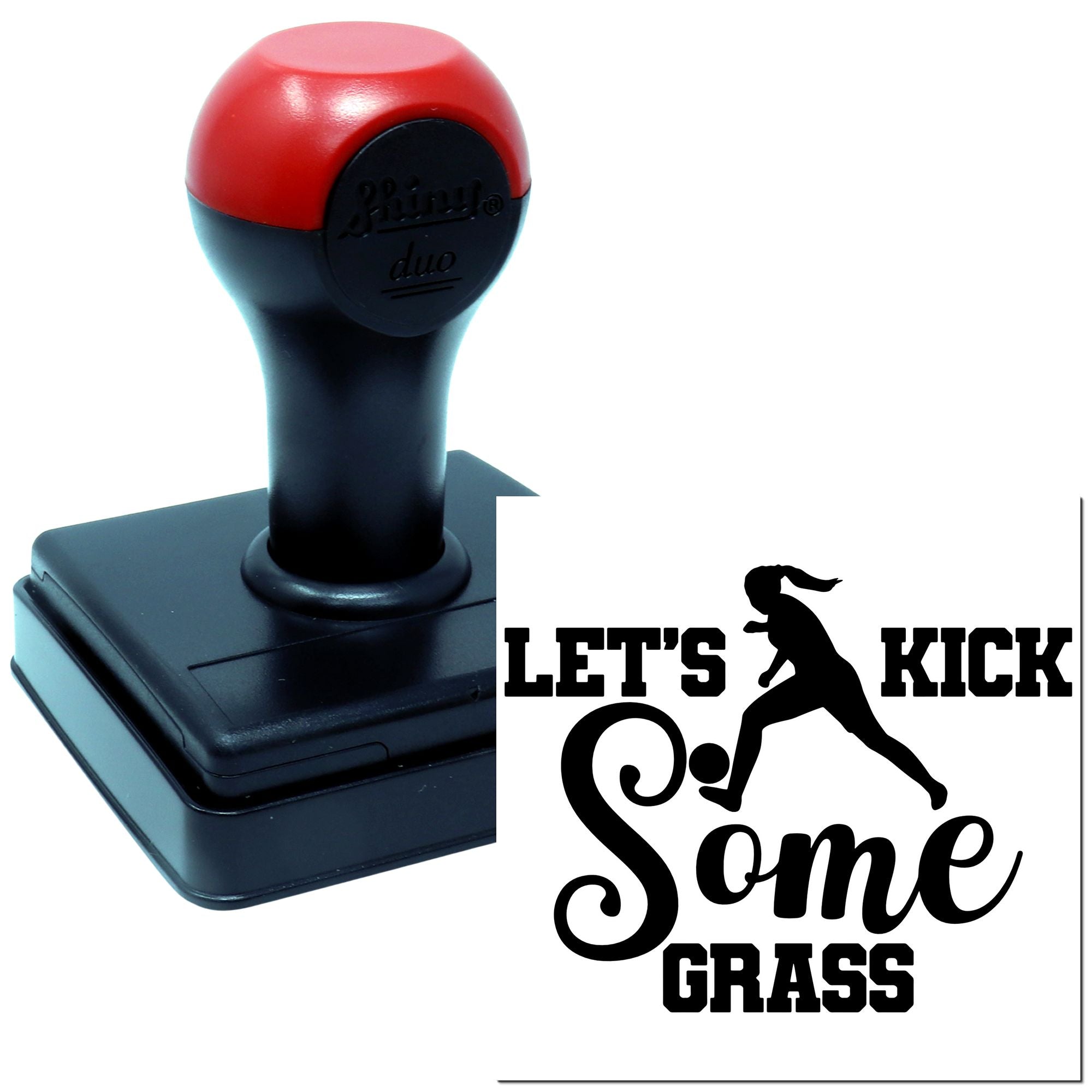 Duo Let's Kick Some Grass Soccer Hand Stamp