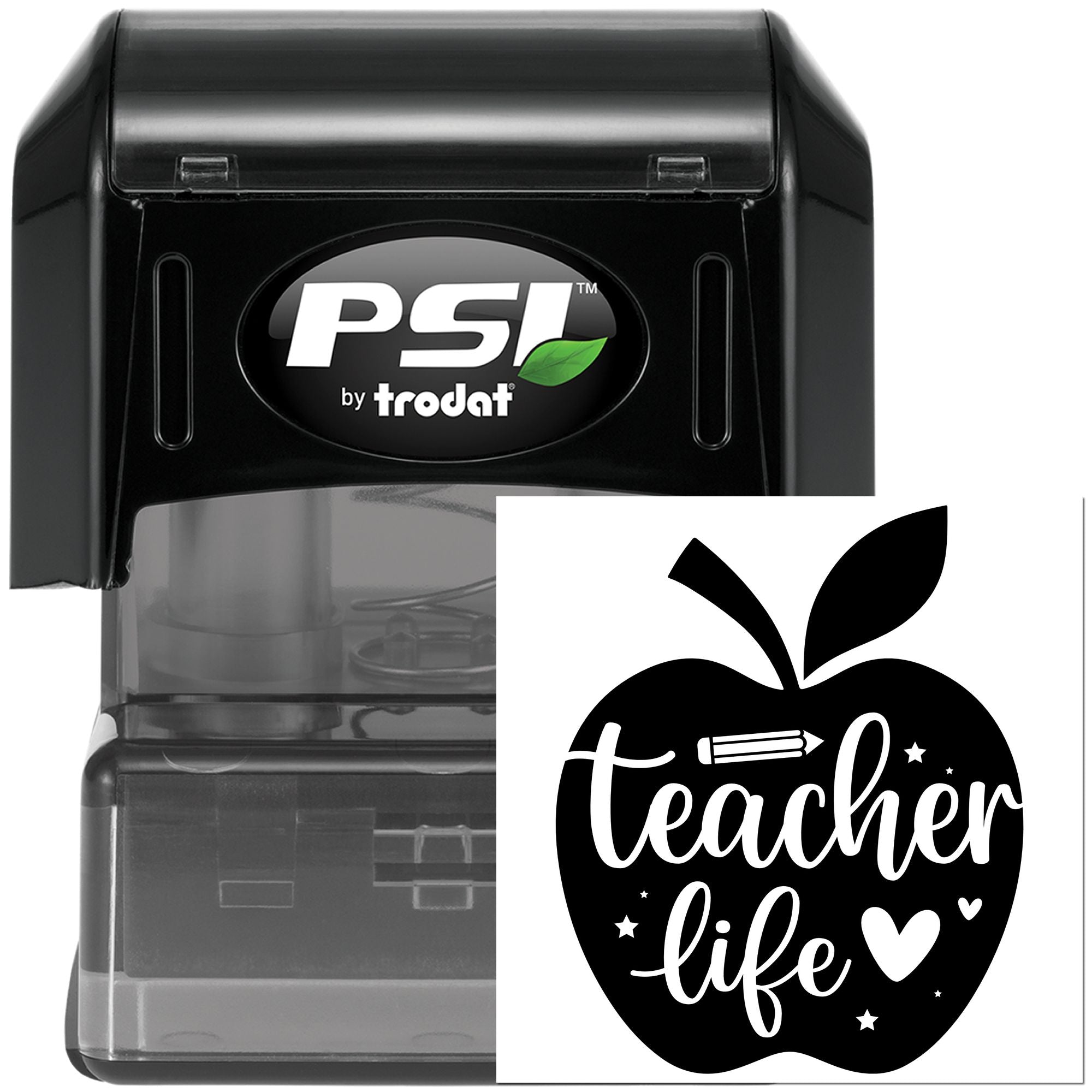Pre-Inked Teacher Life Apple Card Stamp
