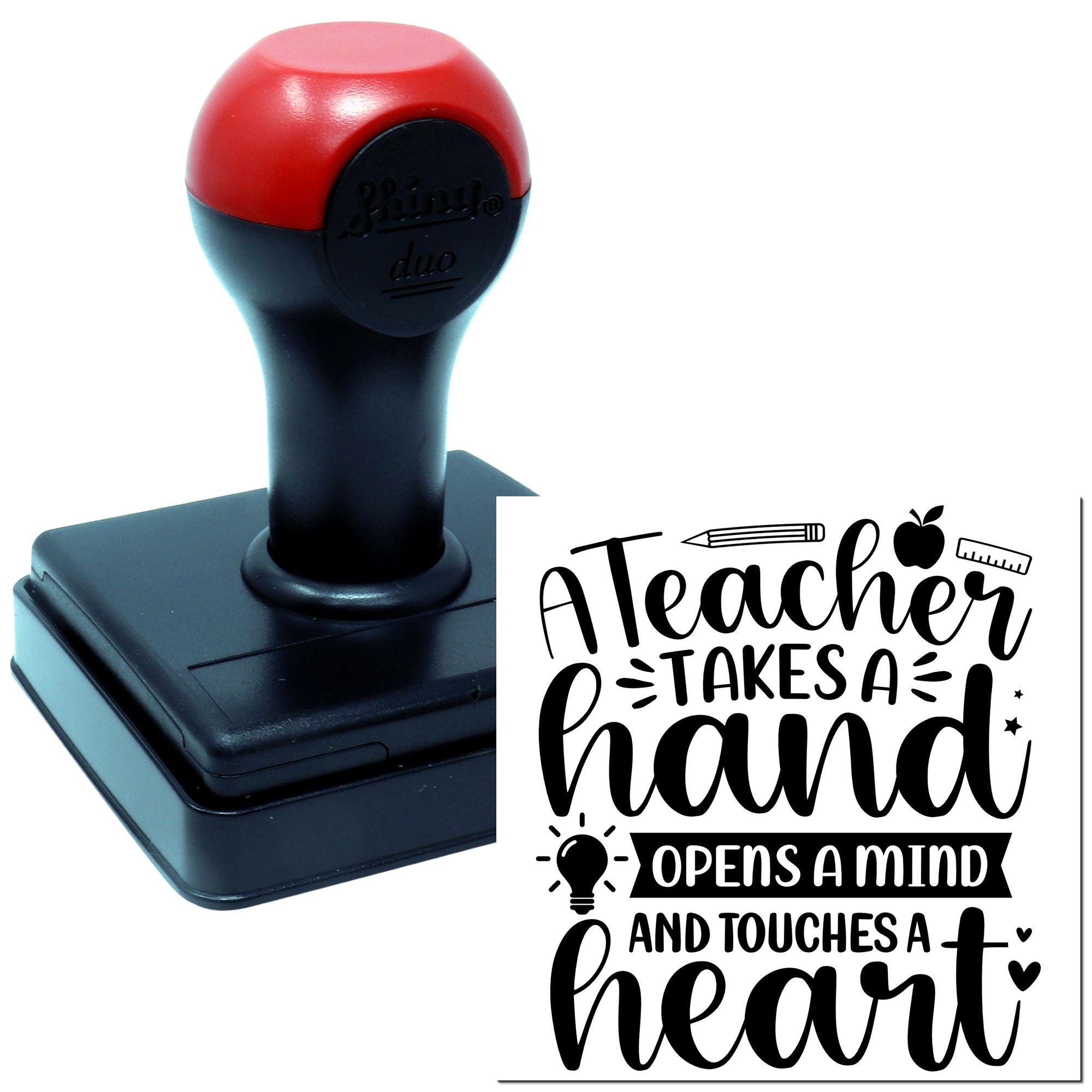 Duo Teacher Opens Mind Touches Heart Hand Stamp
