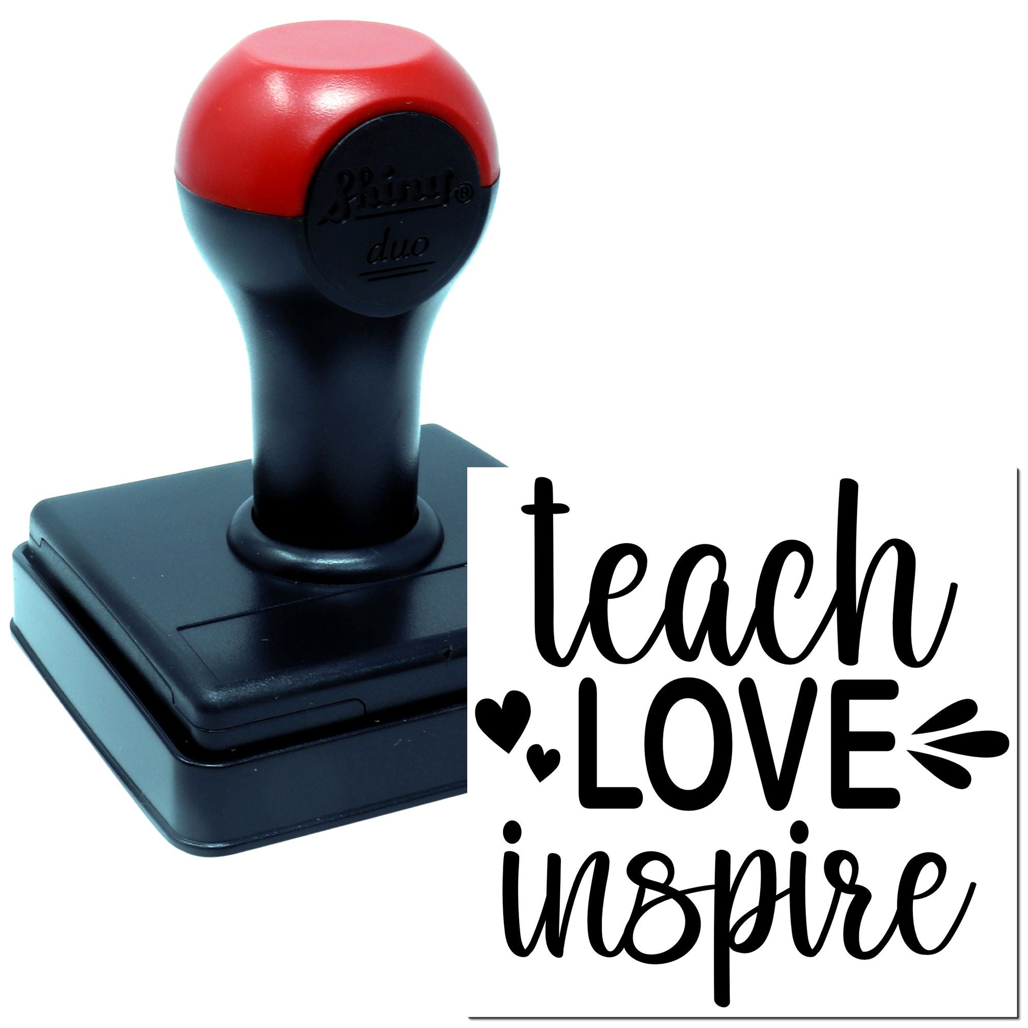 Duo Teach Love Inspire Heart Poster Hand Stamp