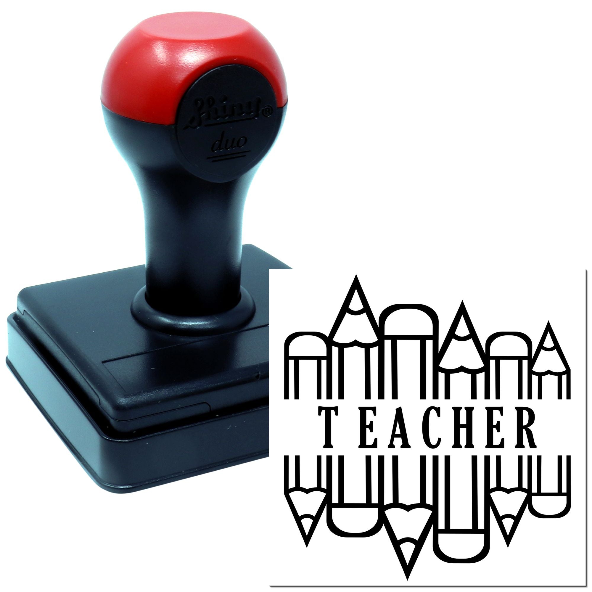 Duo Mirrored Pencil Tribute To Teacher Hand Stamp