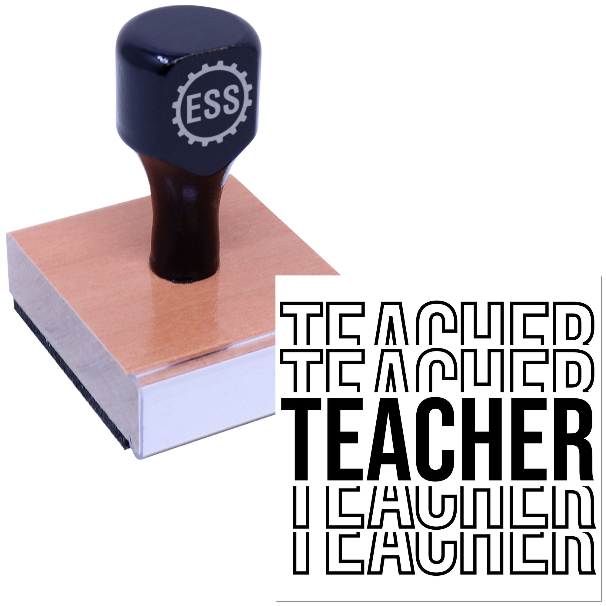 Layered Teacher Typography Journaling Rubber Stamp