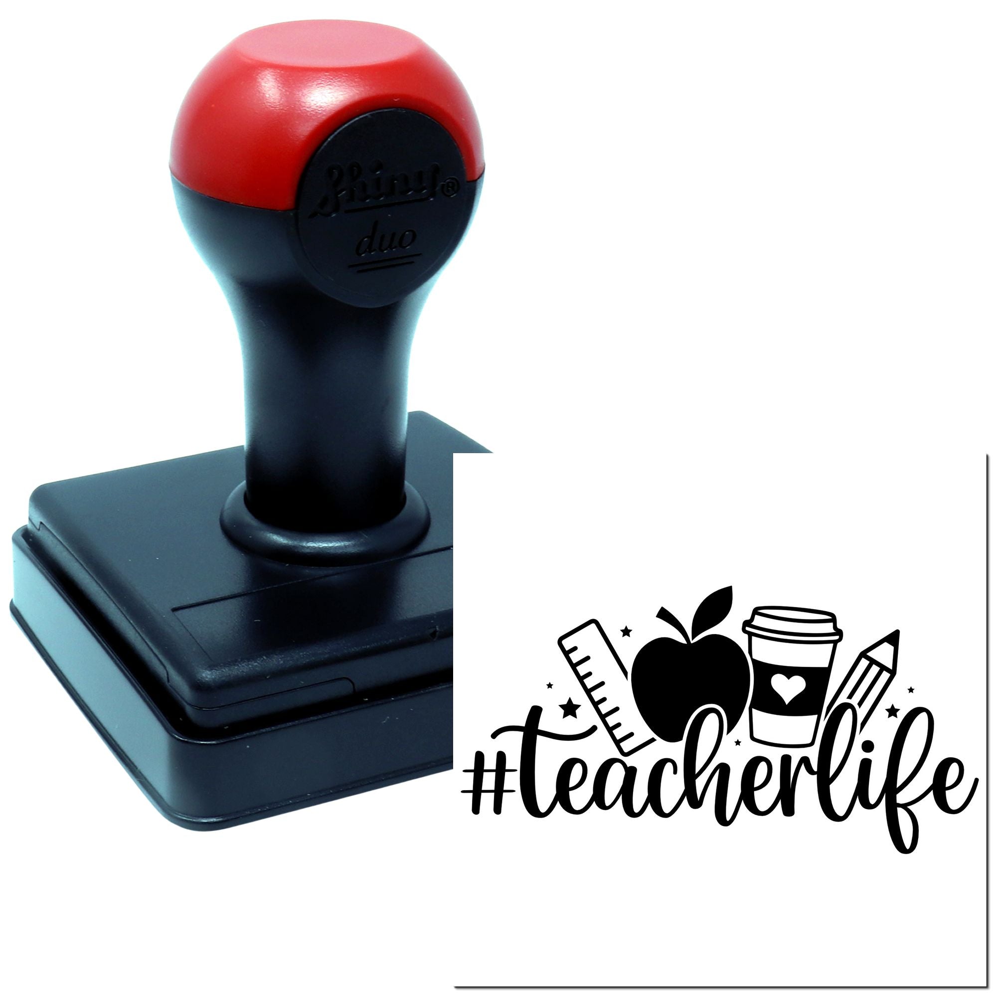 Duo Coffee Apple Pencil Ruler Teacherlife Hand Stamp