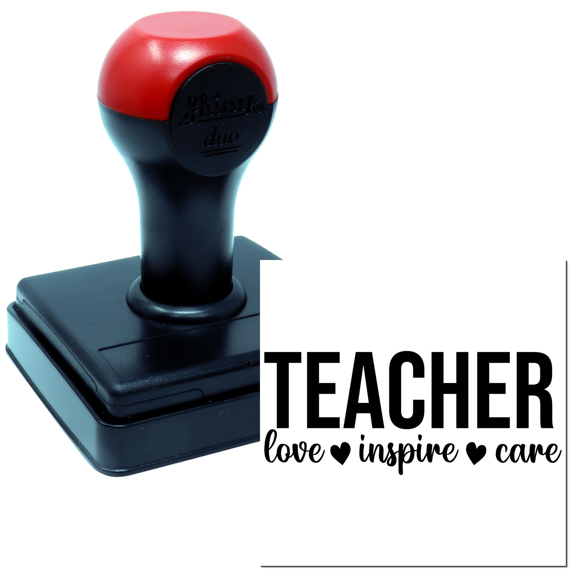 Duo Teacher Love Inspire Care Heart Hand Stamp