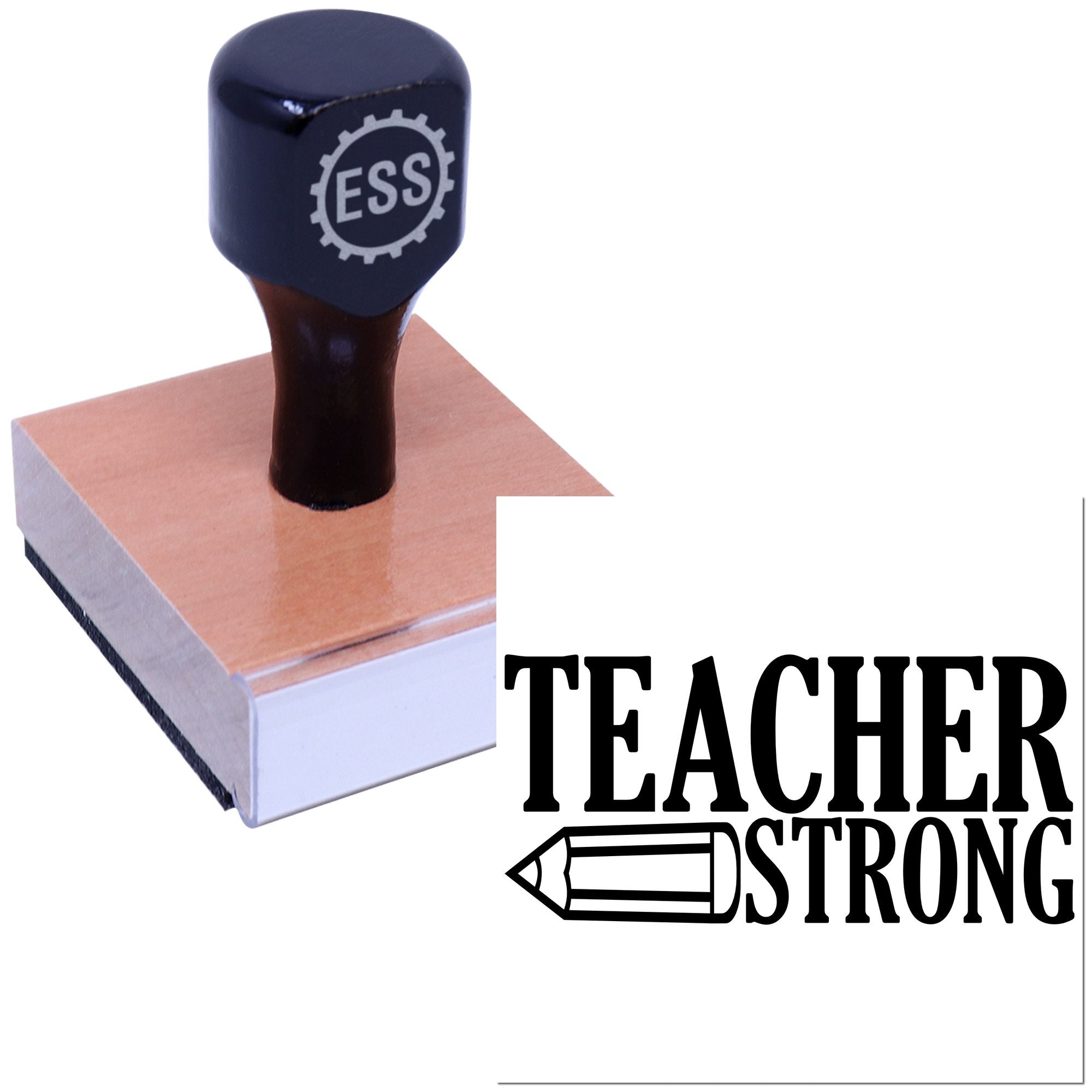 Pencil Powered Educator Favor Tag Rubber Stamp