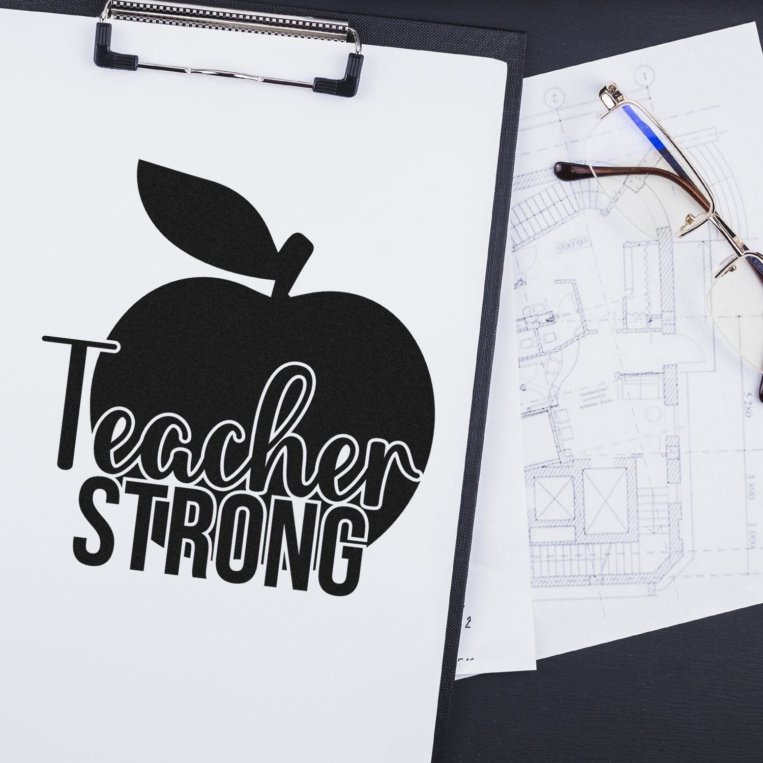 Pre-Inked Strong Teacher Apple Postcard Stamp