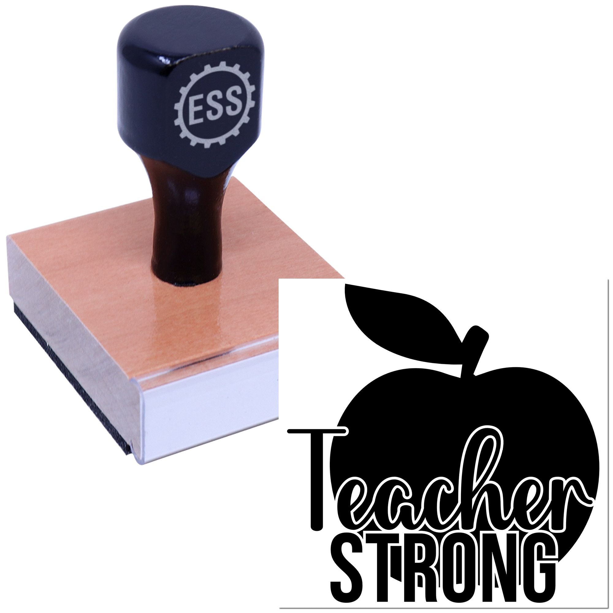 Empowered Teacher Apple Place Card Rubber Stamp