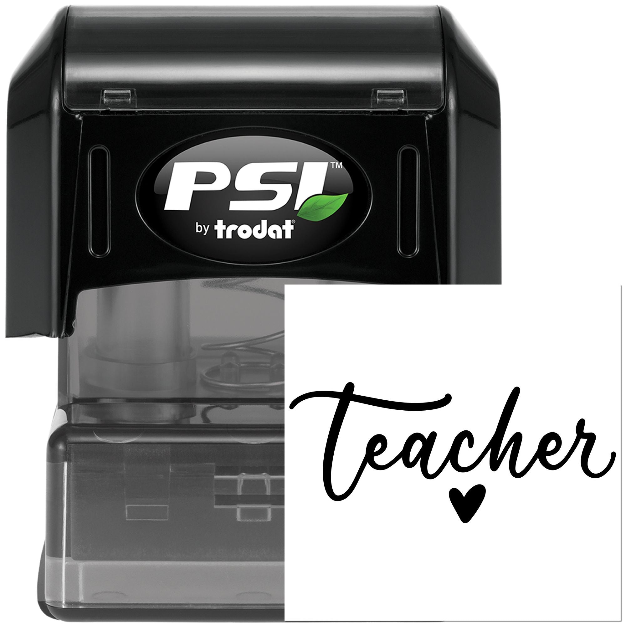 Pre-Inked Teacher Heart Logo Note Card Stamp