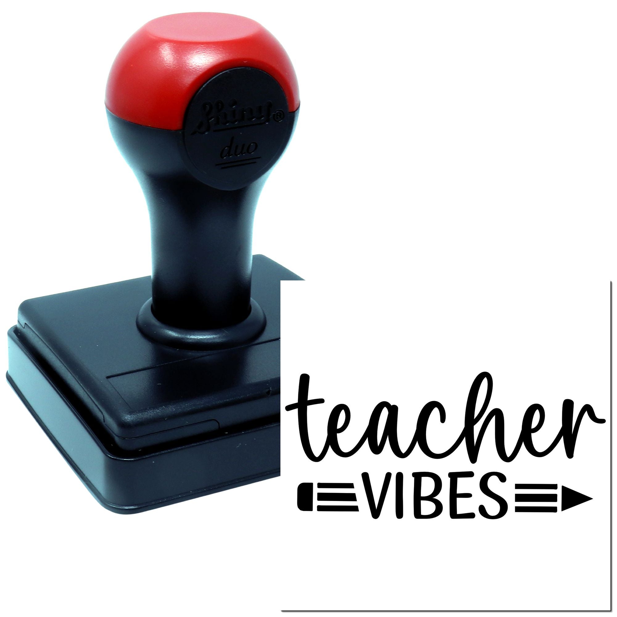 Duo Playful Pencil Teacher Vibes Sign Hand Stamp