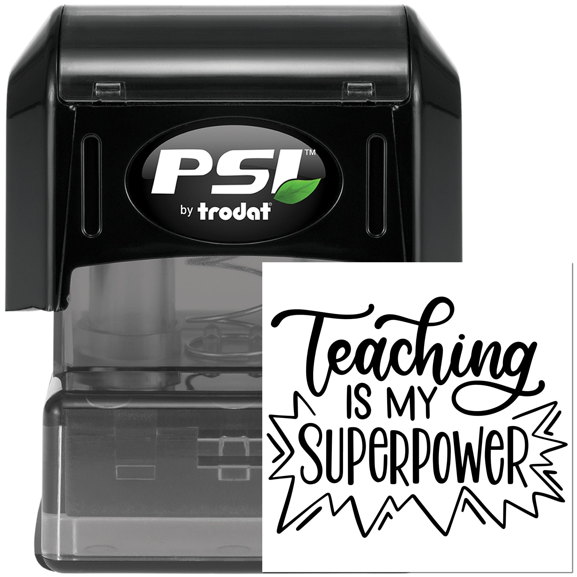 Pre-Inked Teaching Superpower Image Place Card Stamp