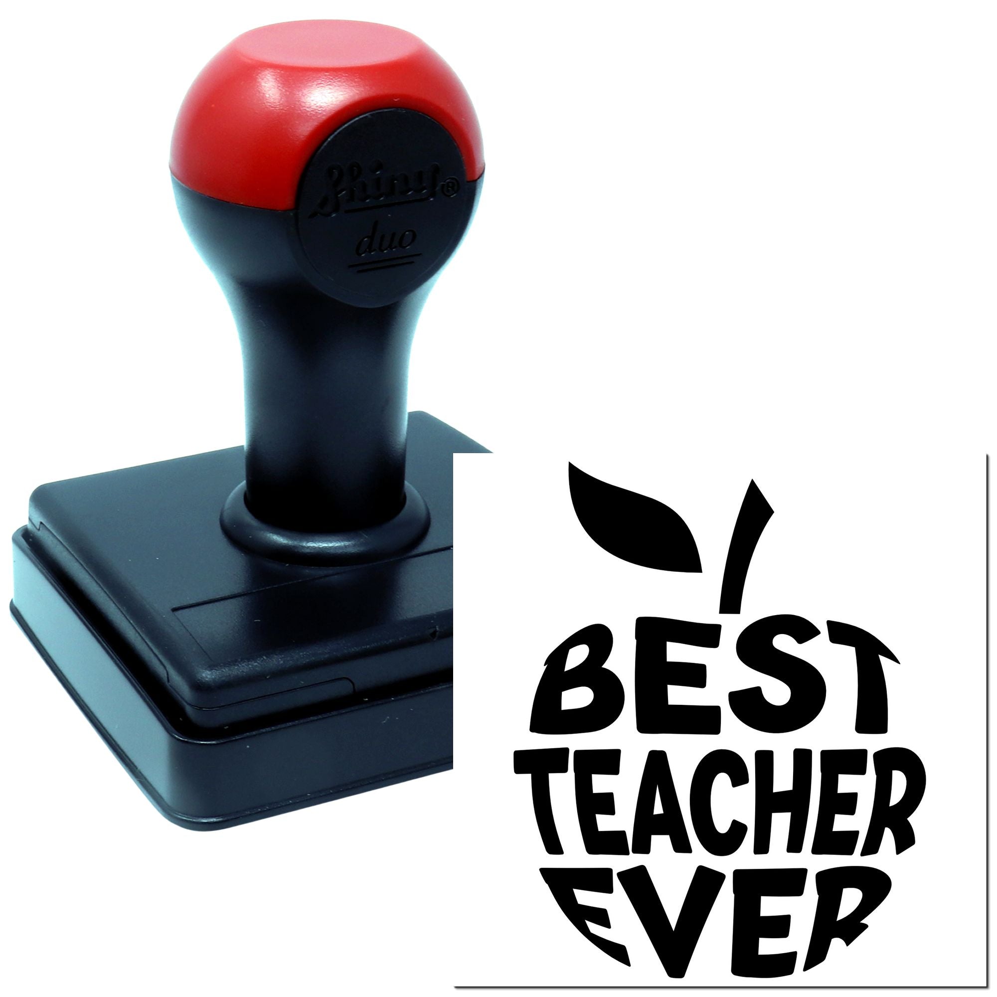 Duo Apple-Shaped Best Teacher Ever Design Hand Stamp