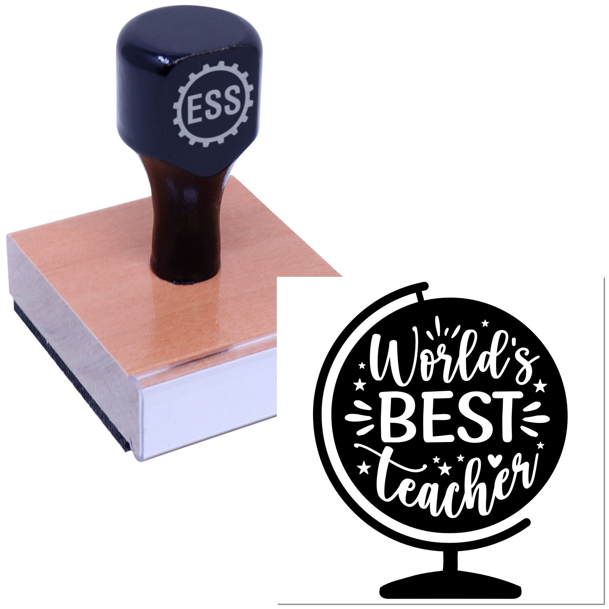Best Teacher Globe Journaling Rubber Stamp
