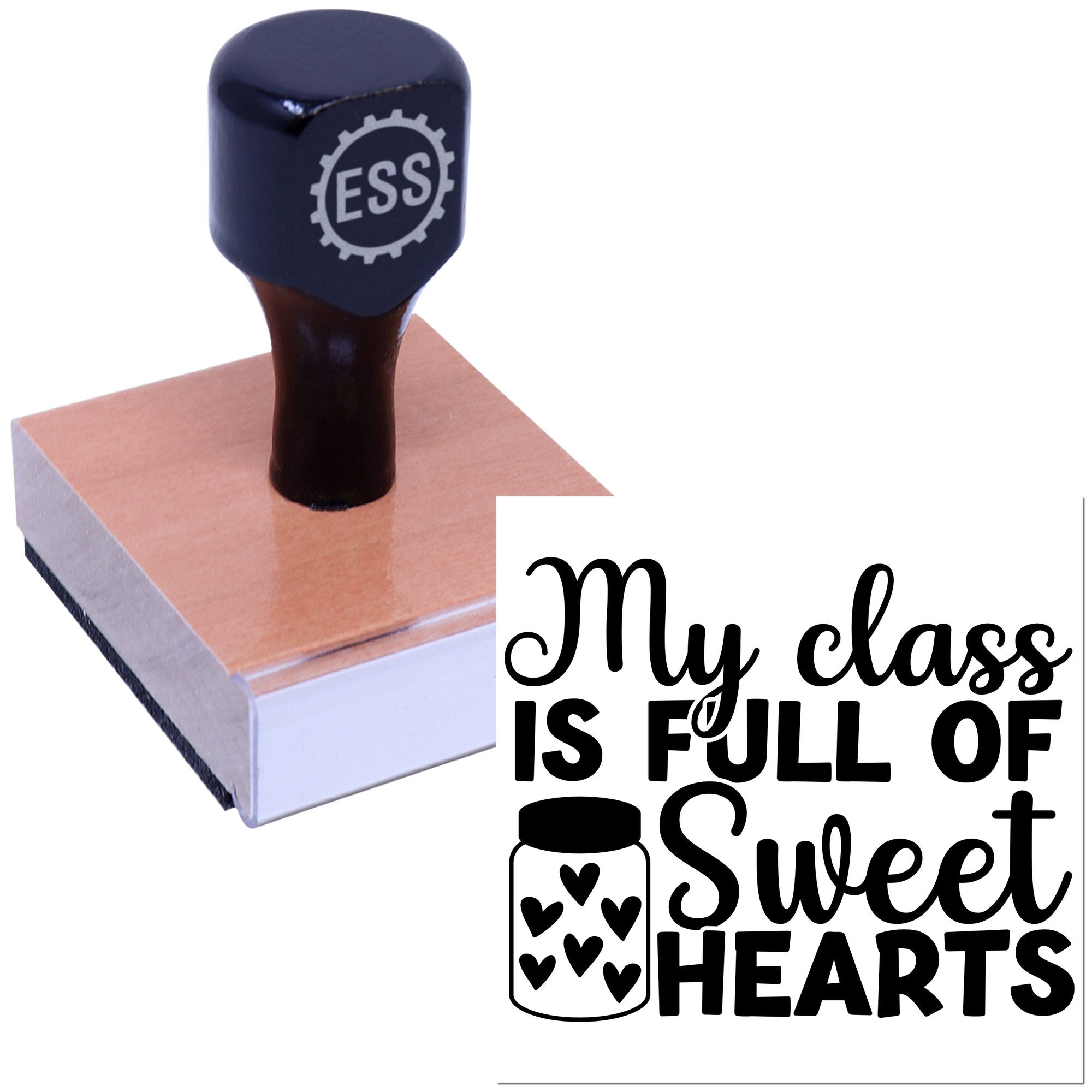 Jar Of Sweethearts Note Card Rubber Stamp