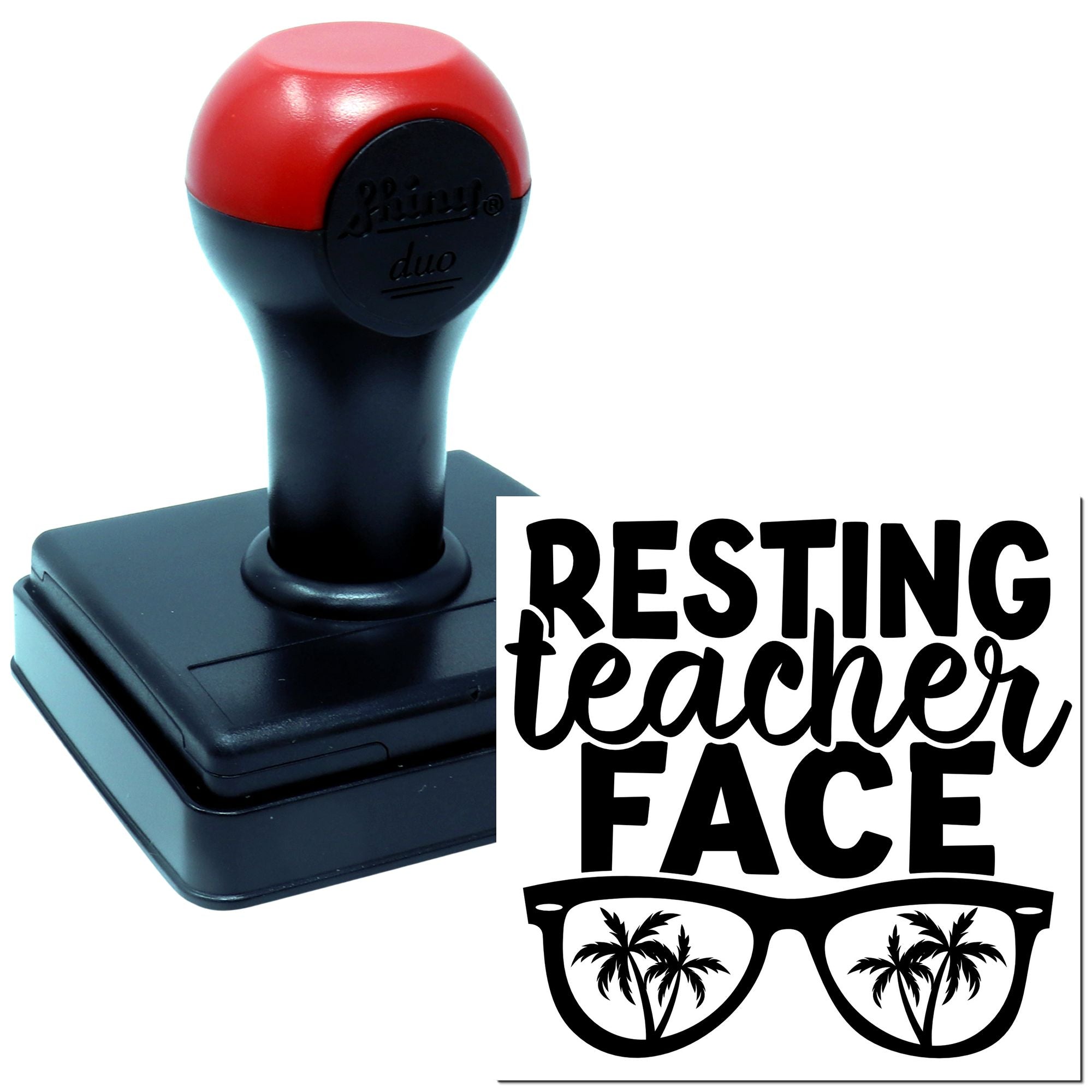 Duo Resting Teacher Face Tropical Vacation Hand Stamp