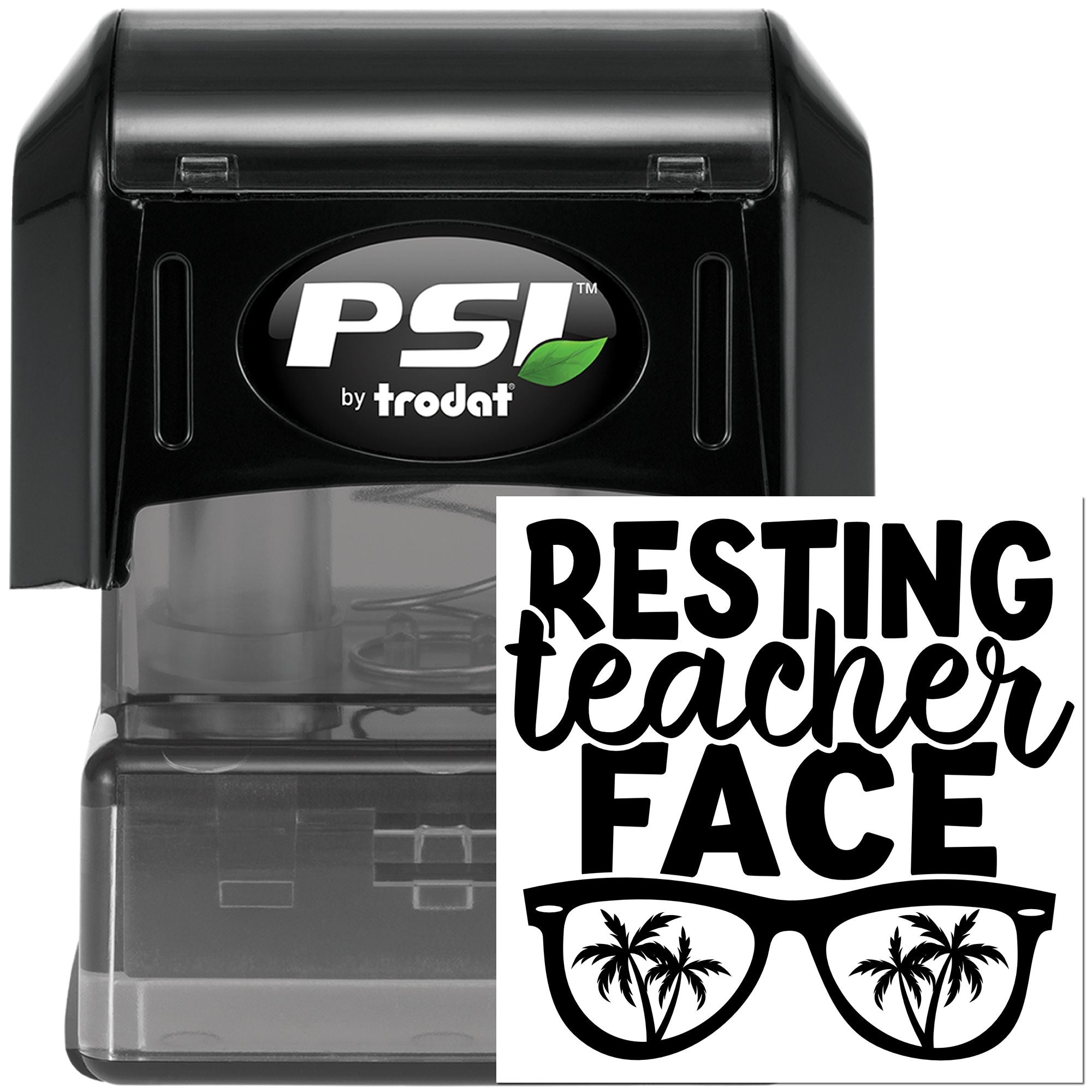 Pre-Inked Resting Teacher Face Note Card Stamp