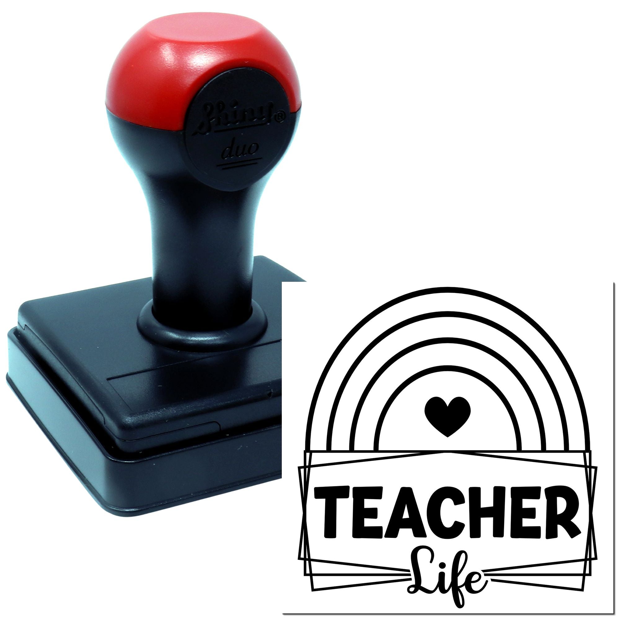 Duo Rainbow Heart Teacher Life Badge Hand Stamp