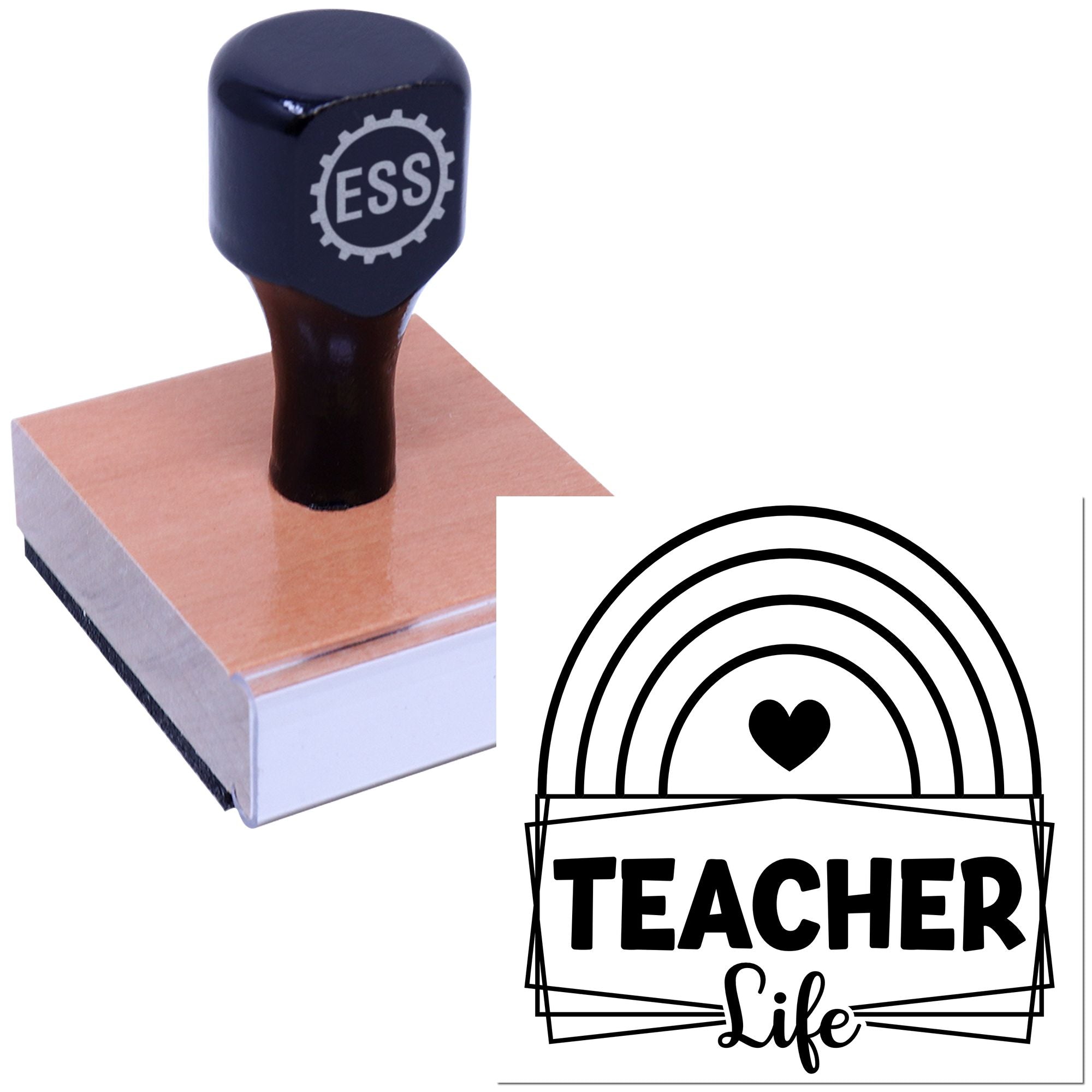 Heart Rainbow Classroom Craft Rubber Stamp