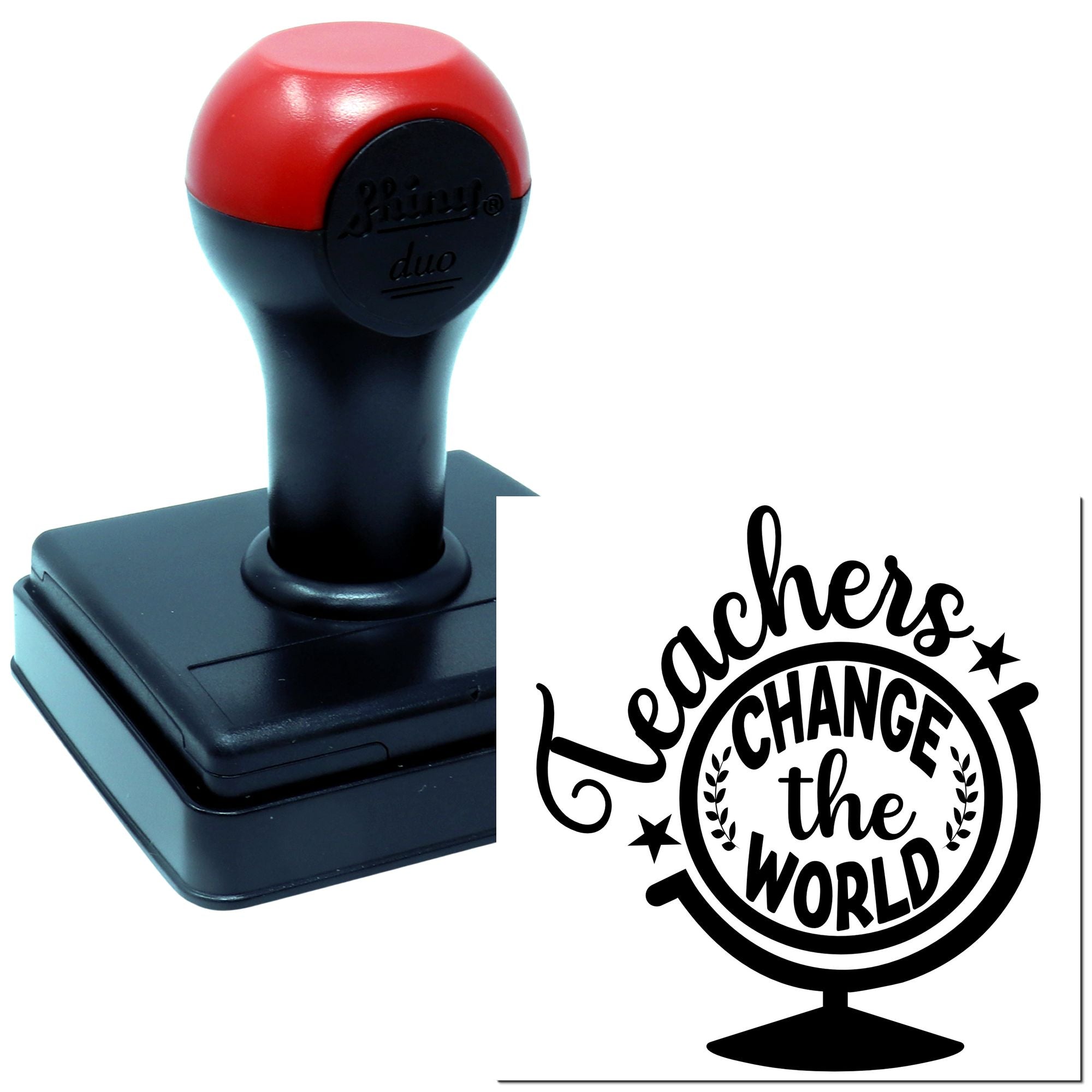 Duo Teachers Change The World Globe Hand Stamp