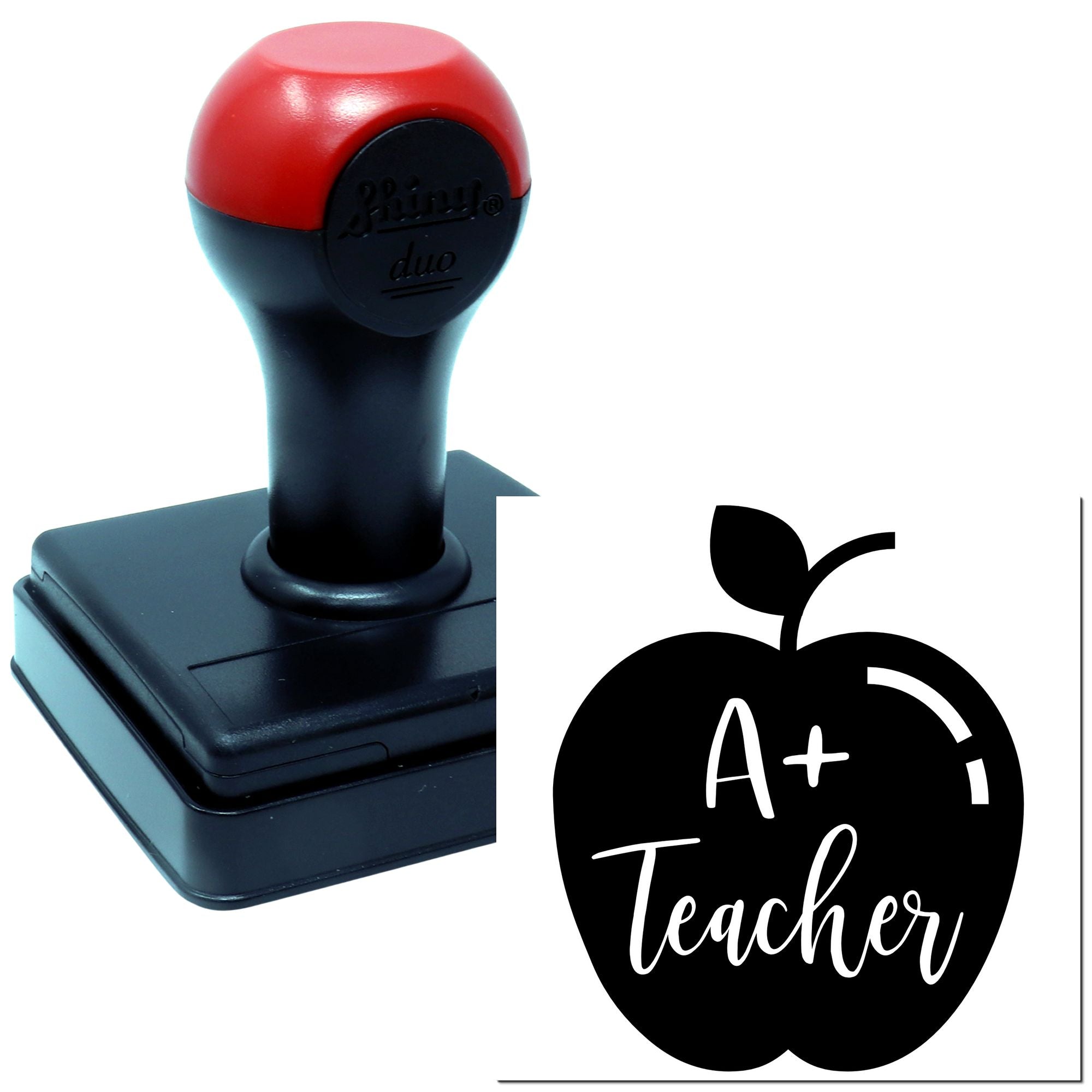 Duo A Plus Teacher Apple Badge Hand Stamp