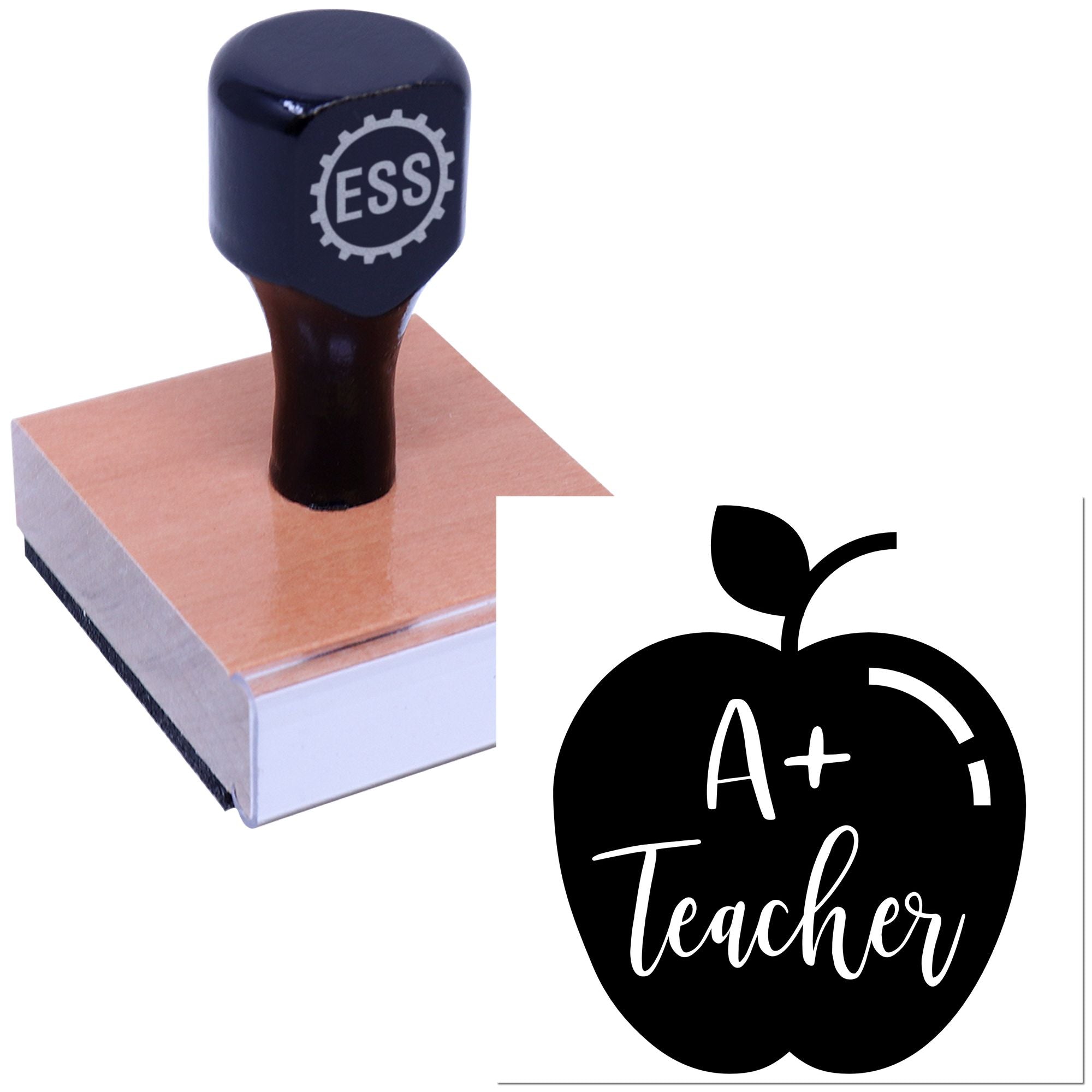 A Plus Apple Note Card Rubber Stamp