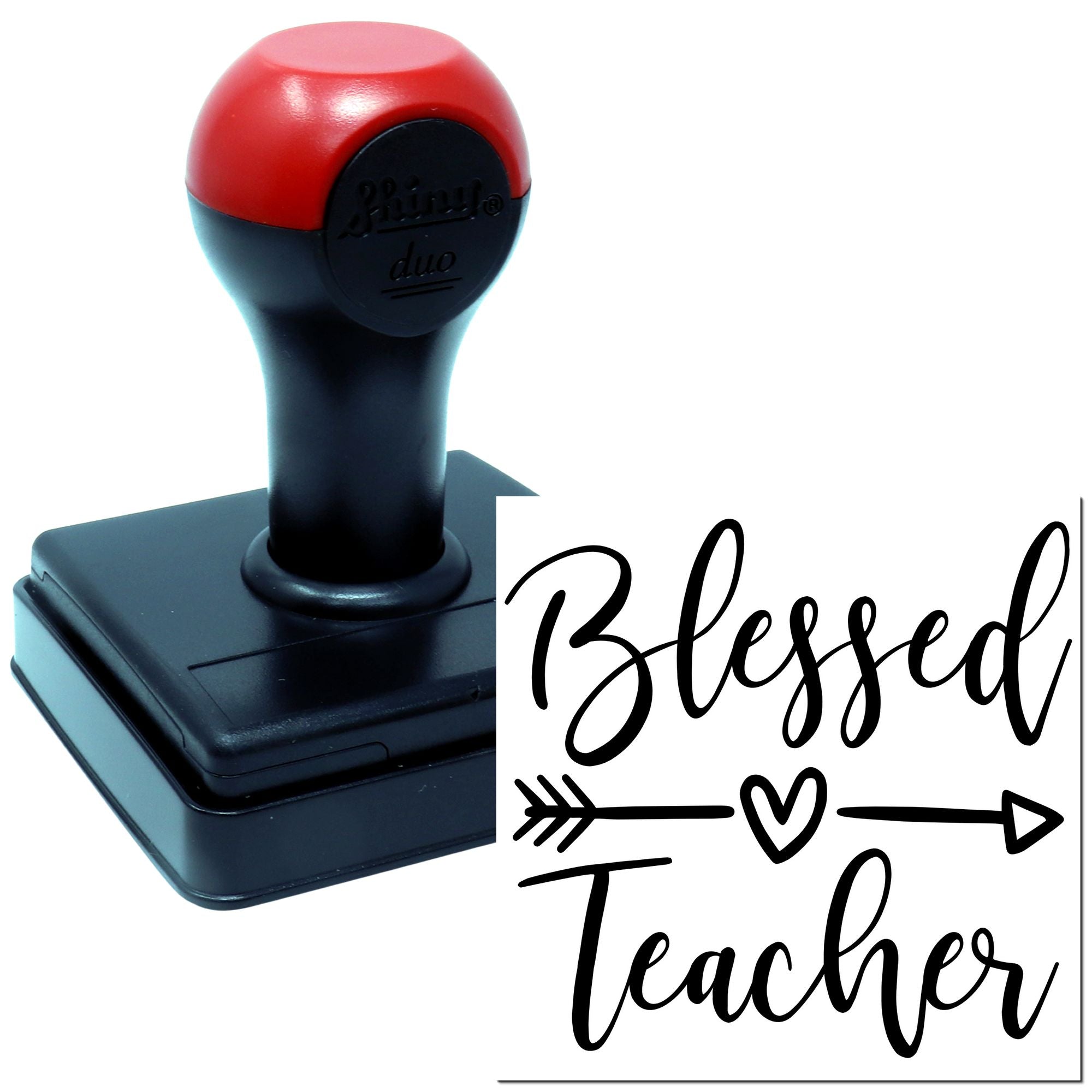 Duo Blessed Teacher Heart Arrow Script Design Hand Stamp