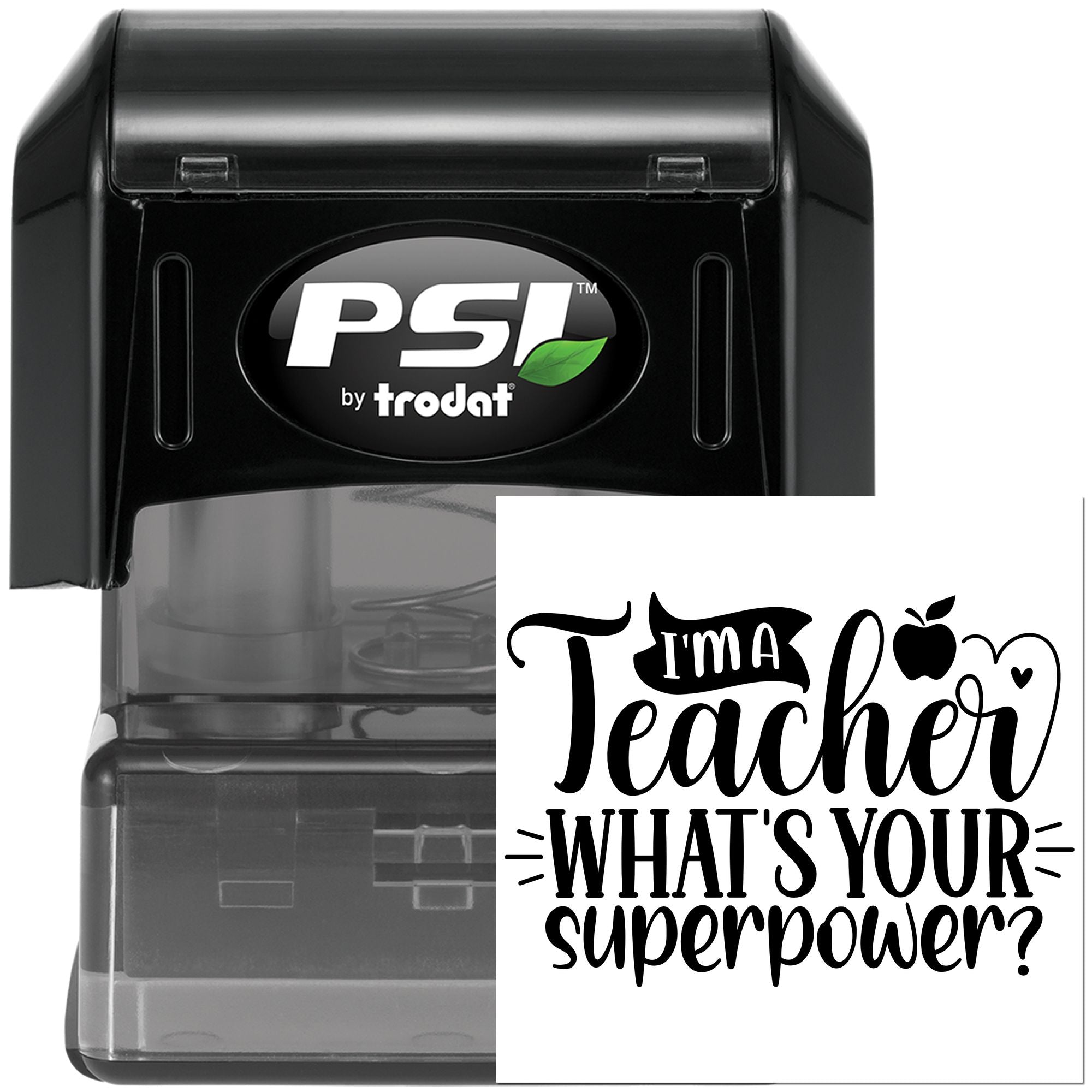 Pre-Inked Teacher Superpower Quote Favor Tag Stamp