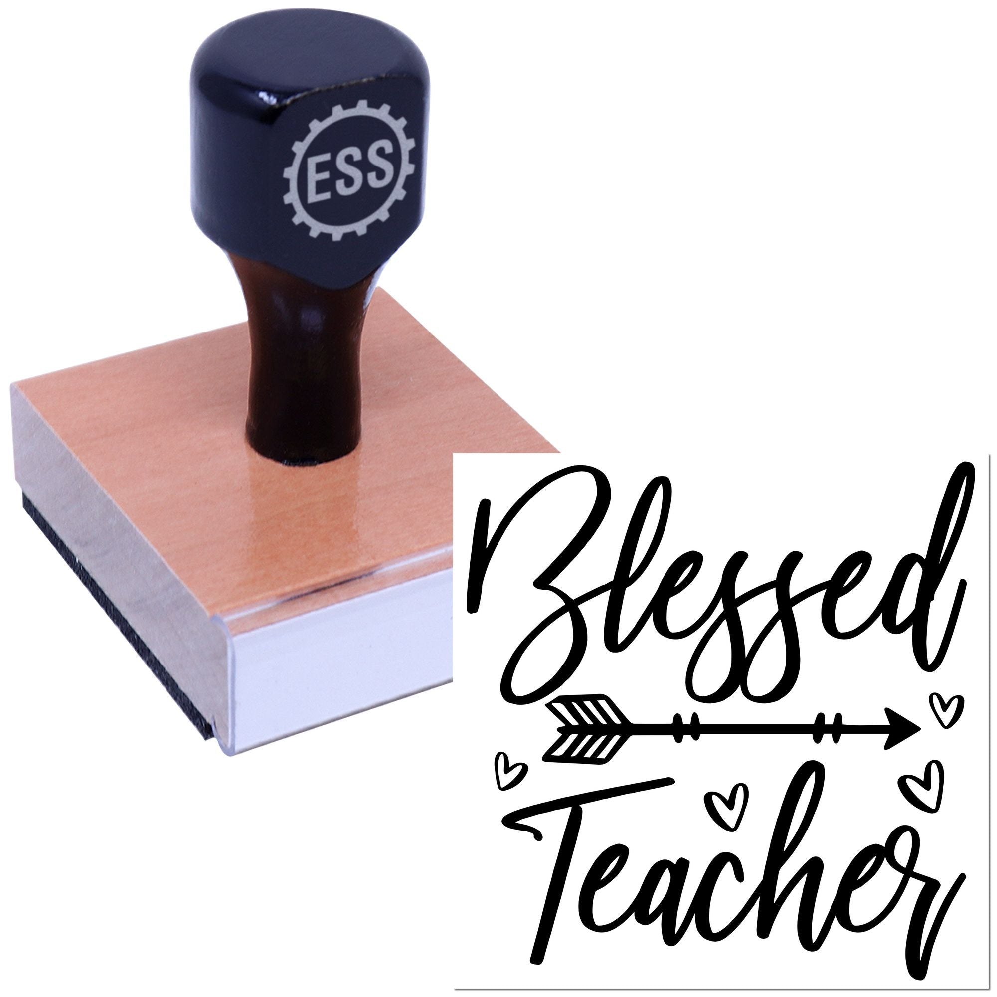 Blessed Teacher Arrow Scrapbook Rubber Stamp