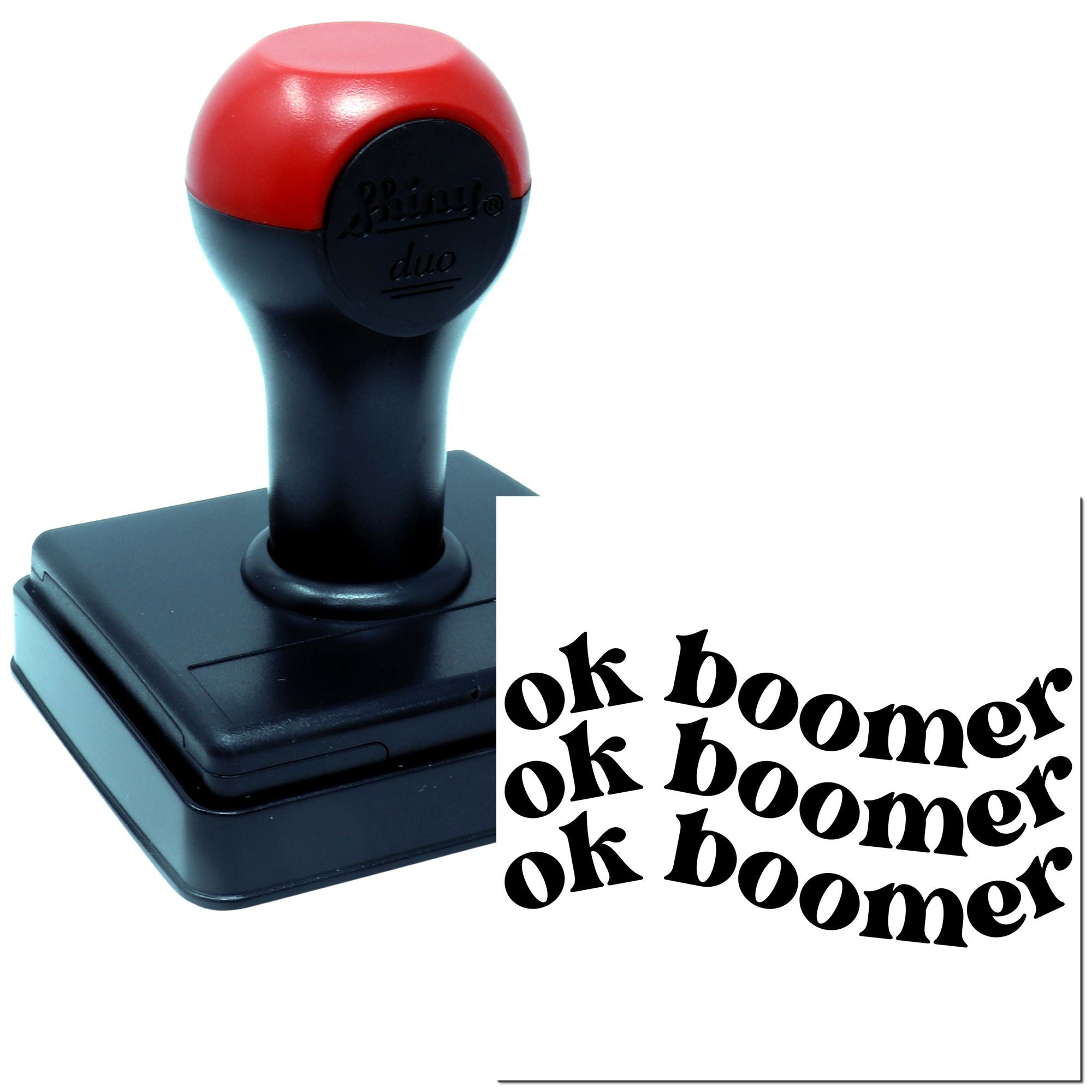 Duo Wavy Repeated Ok Boomer Typography Hand Stamp