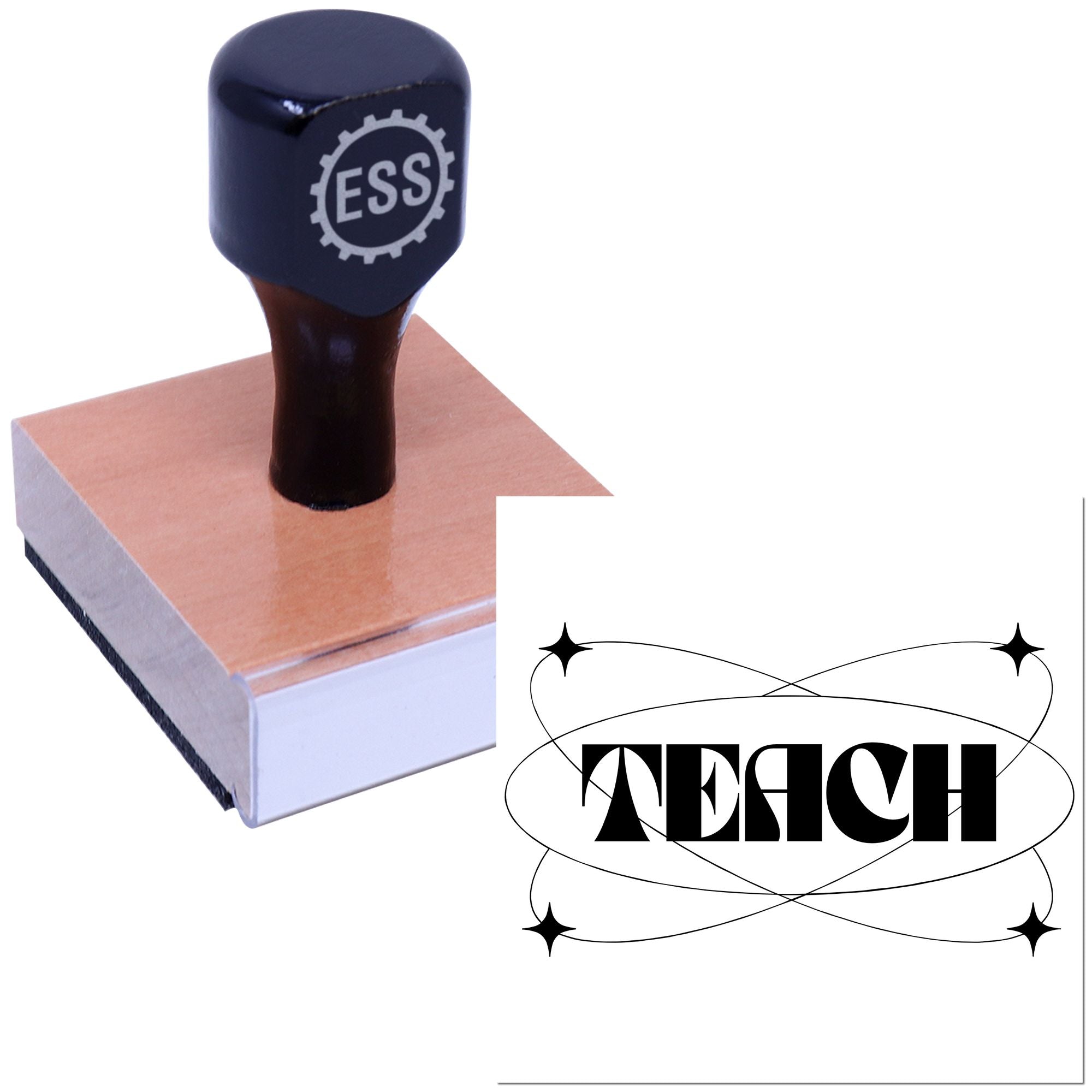 Retro Atomic Teaching Scrapbooking Rubber Stamp