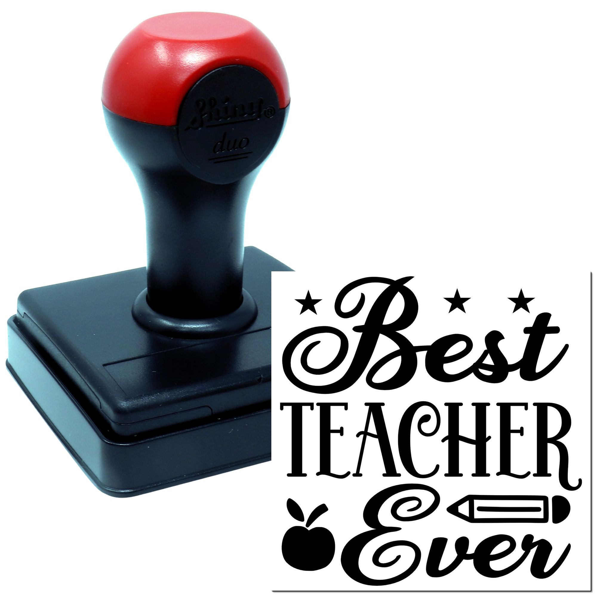 Duo Best Teacher Ever With Apple Hand Stamp