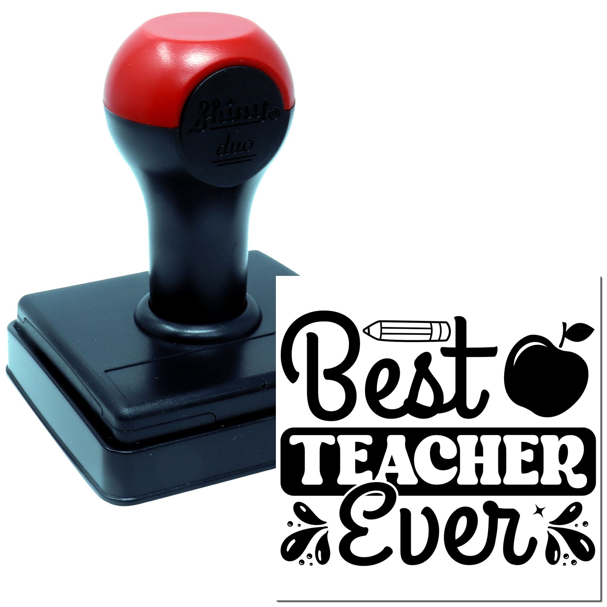 Duo Whimsical Best Teacher Ever Design Hand Stamp