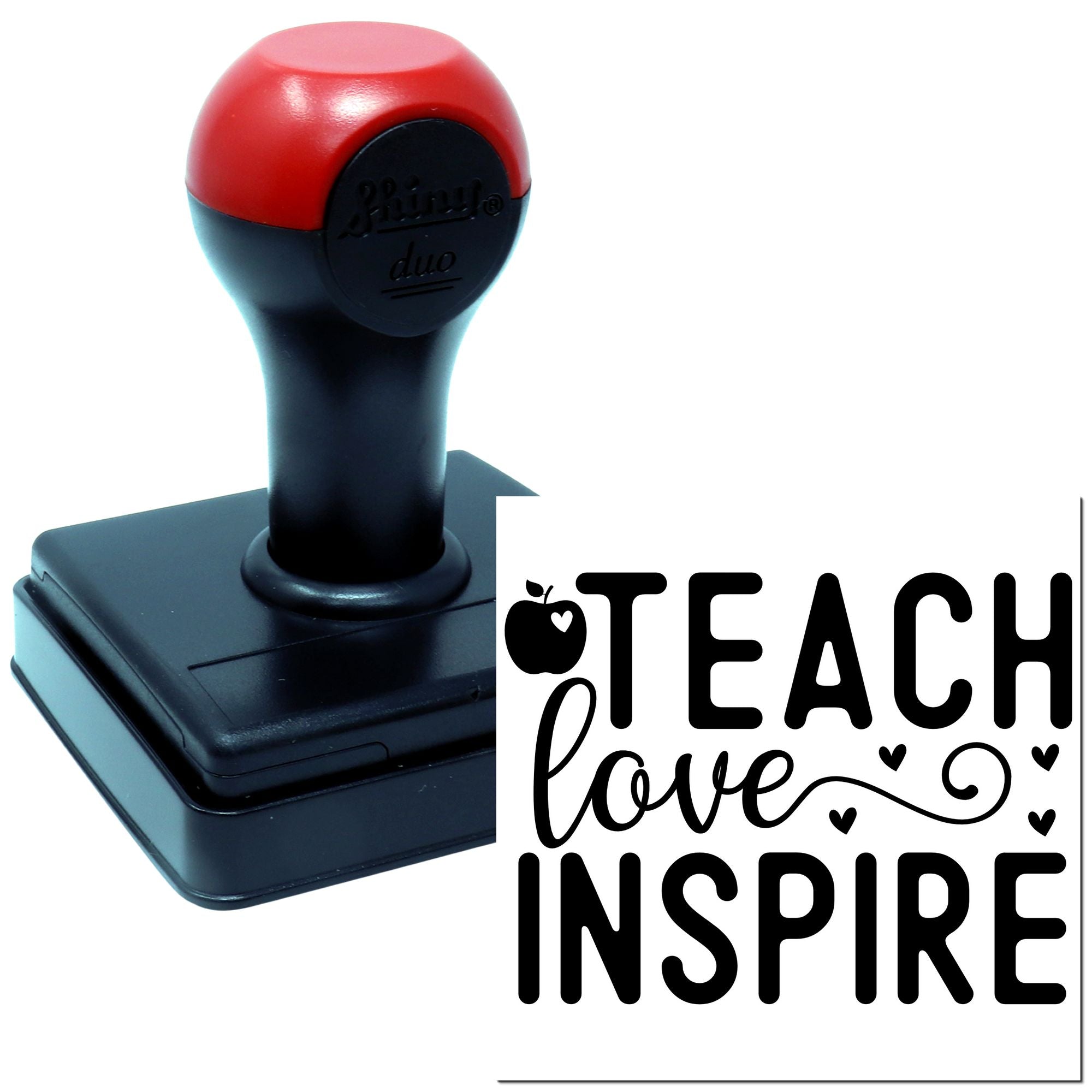 Duo Teach Love Inspire Apple Heart Design Hand Stamp