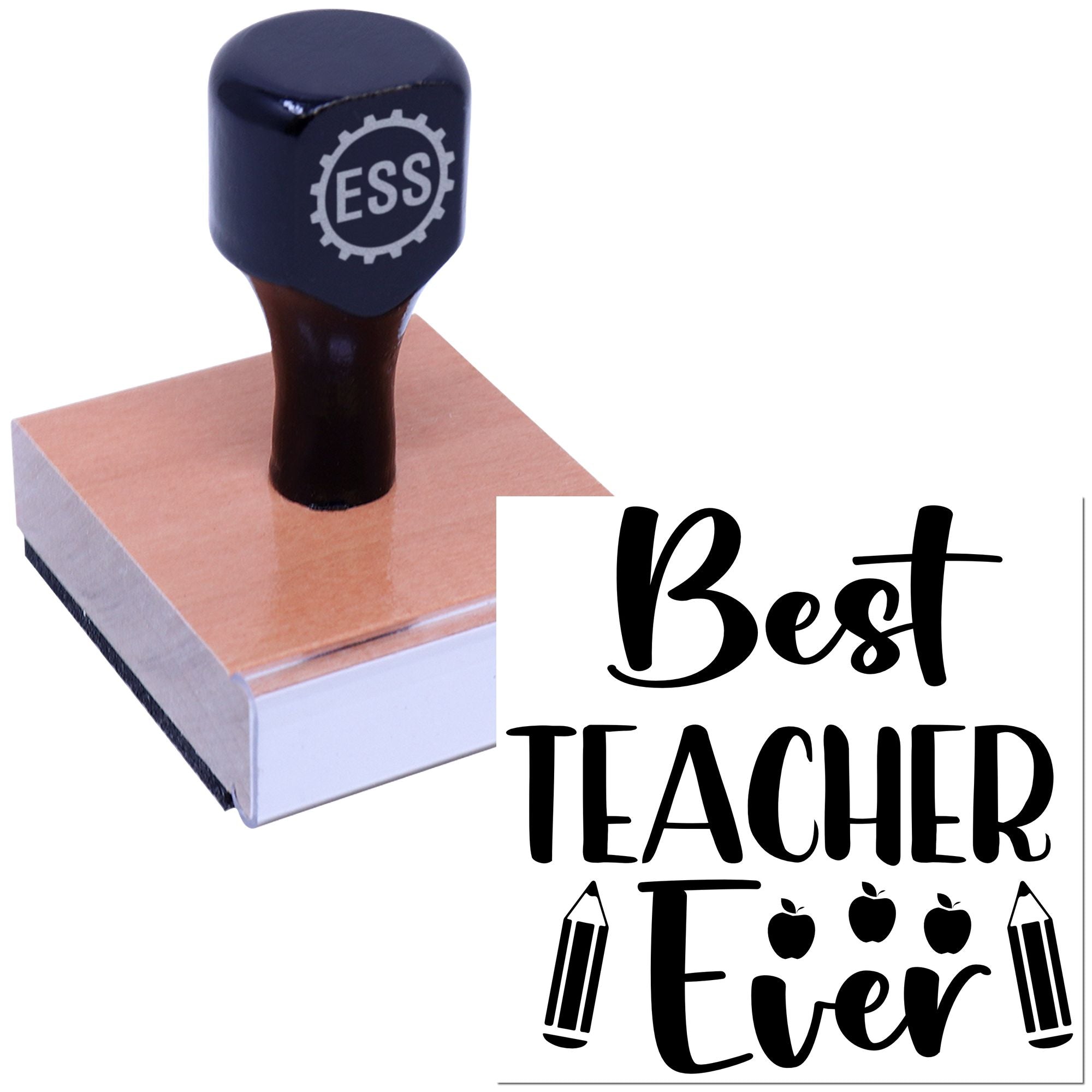 Pencil Apple Praise Papercraft Rubber Stamp