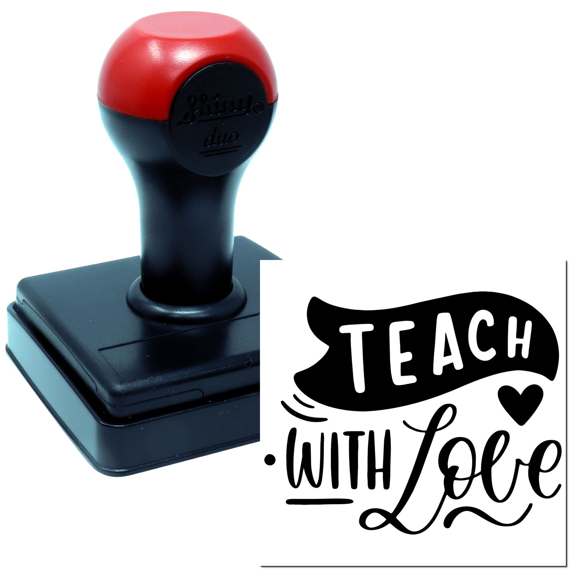 Duo Heartfelt Teach With Love Design Hand Stamp