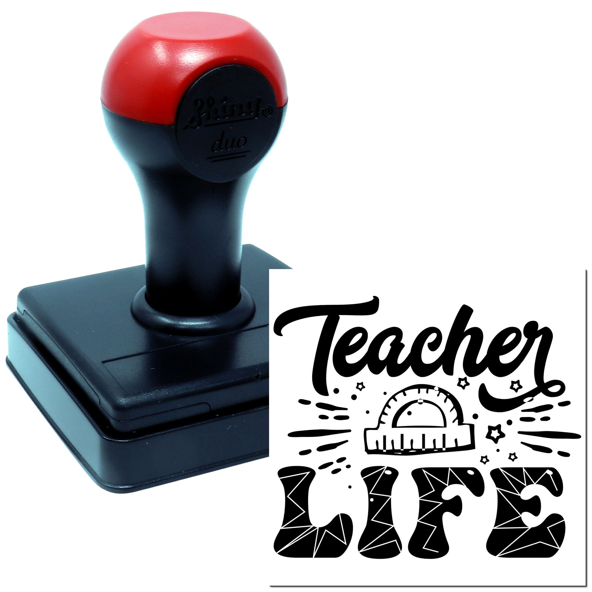 Duo Stylish Teacher Life Protractor Design Hand Stamp