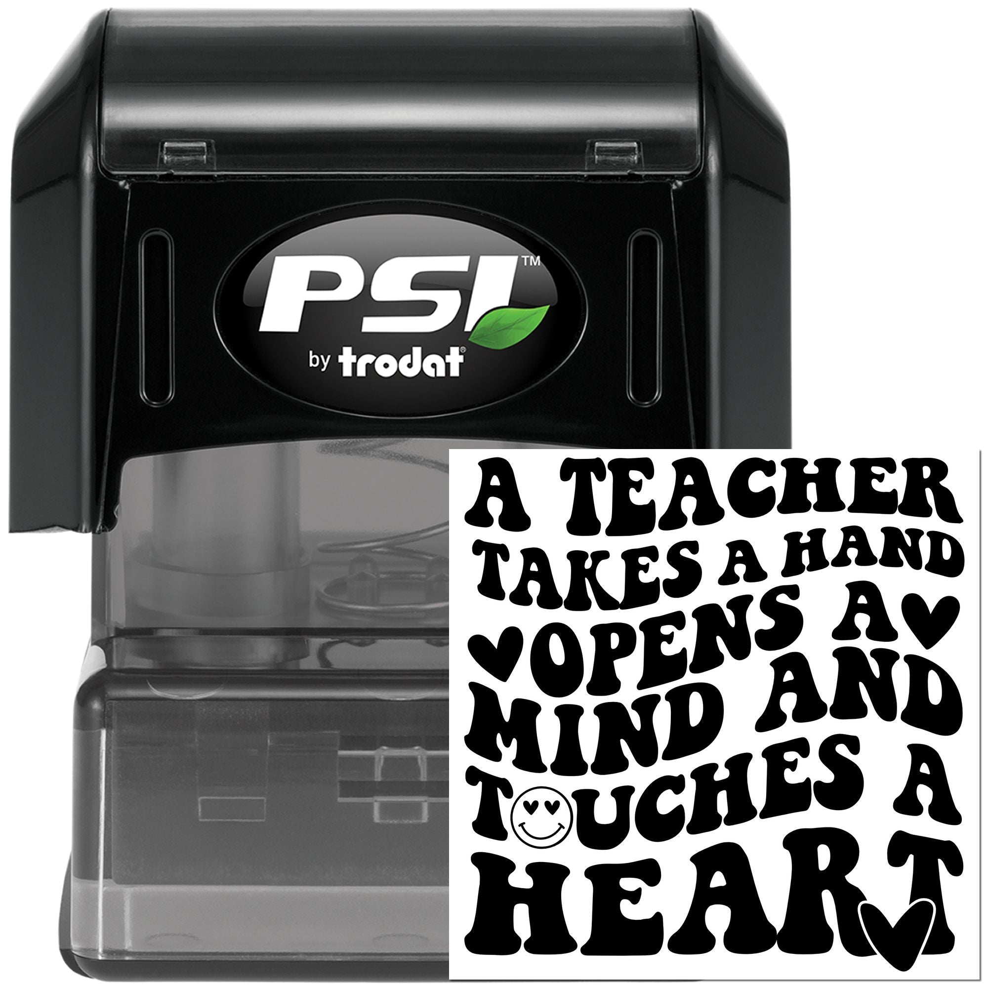 Pre-Inked Teaching Opens Hearts Note Card Stamp