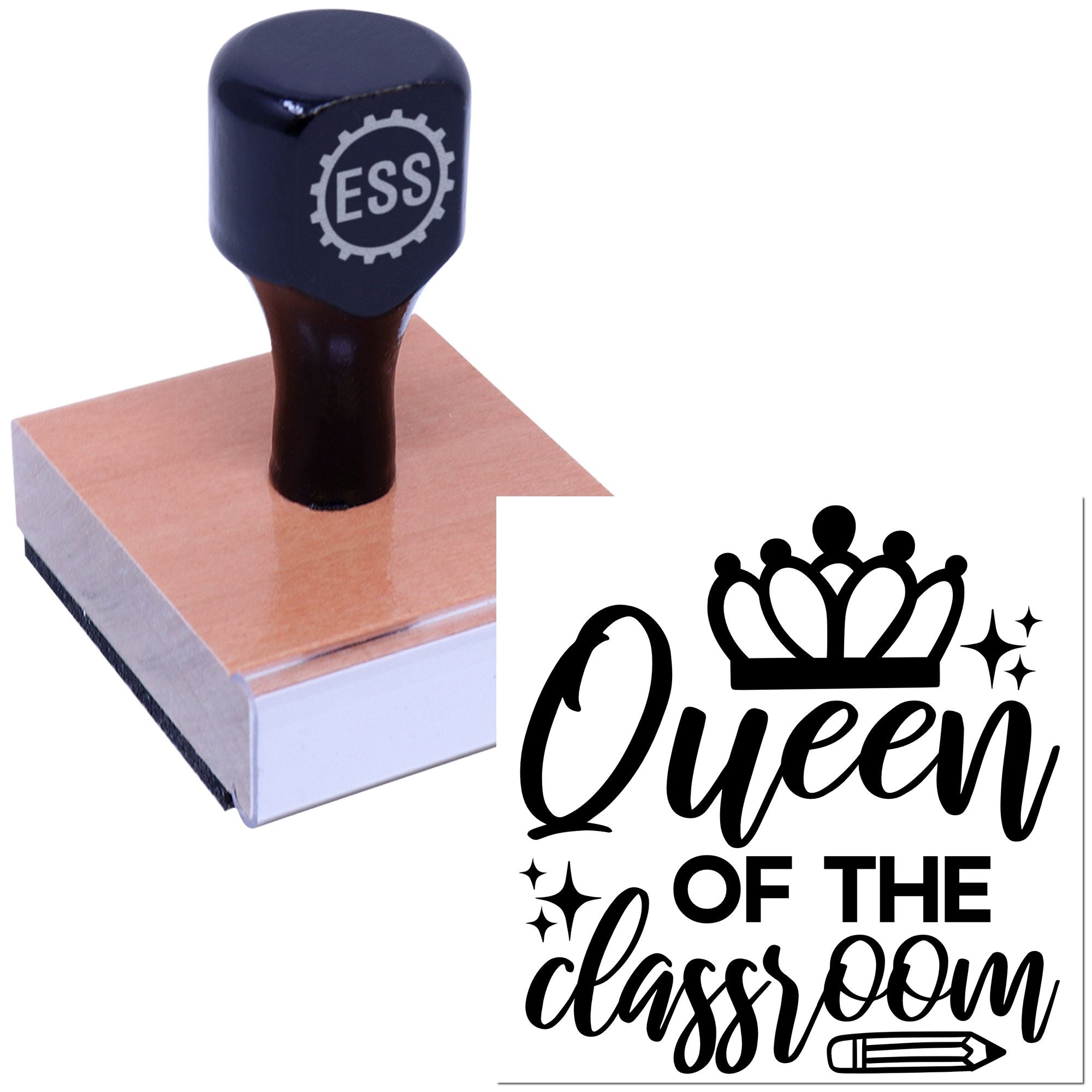 Crowned Classroom Queen Scrapbook Rubber Stamp