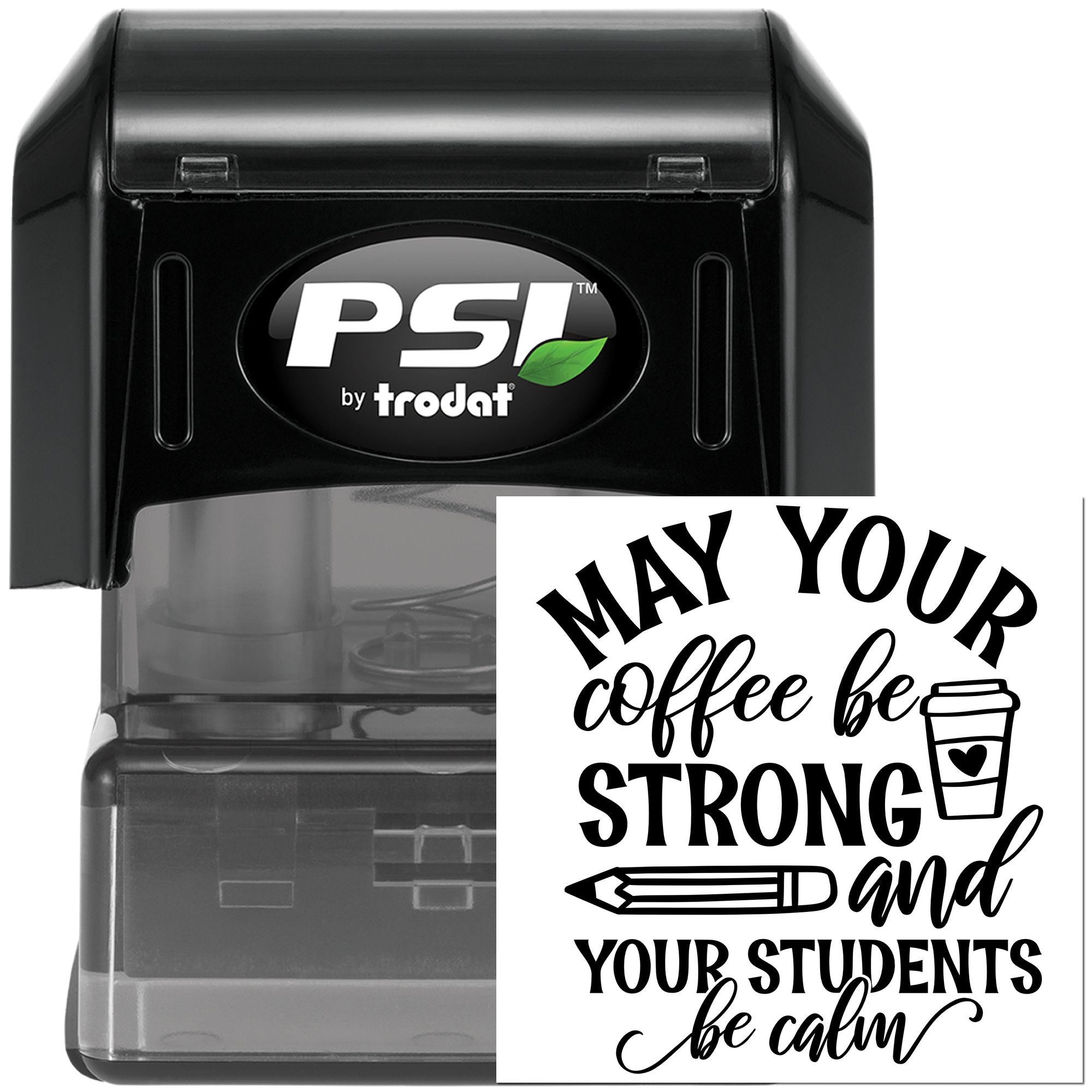 Pre-Inked Teacher Coffee Motto Scrapbook Stamp