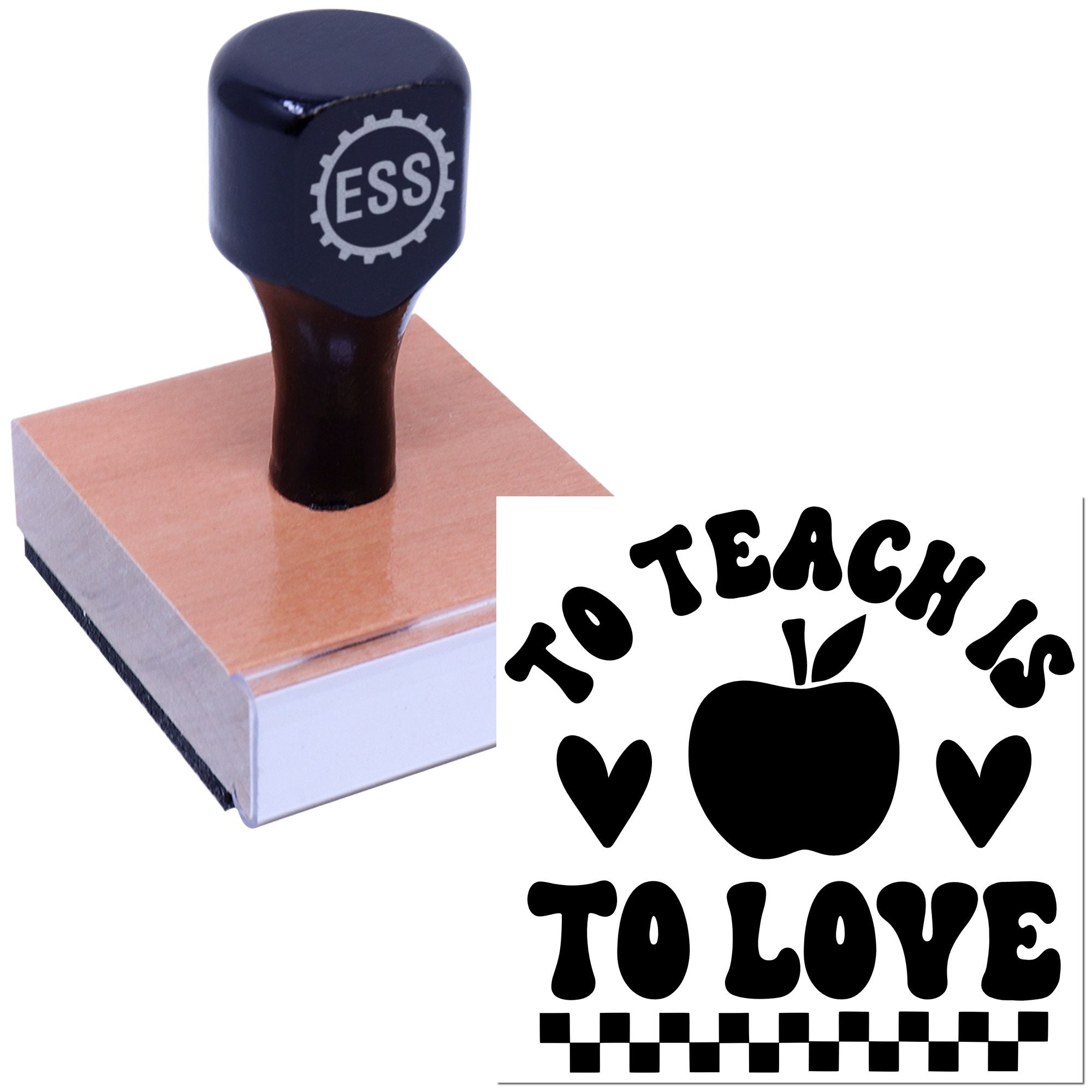 Heartfelt Teacher Apple Handcraft Rubber Stamp